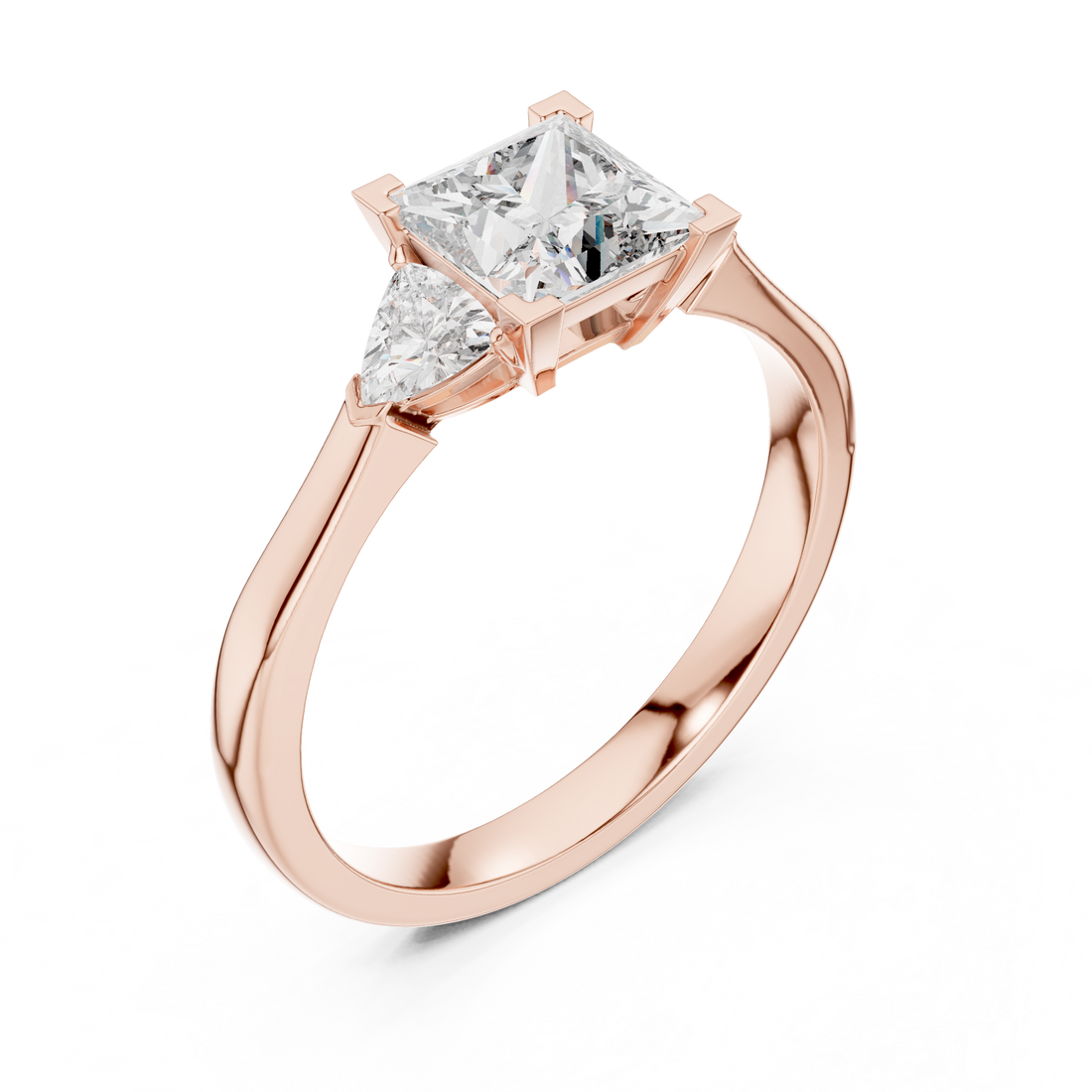 Refined Princess Cut Diamond Ring with Tapered Detail