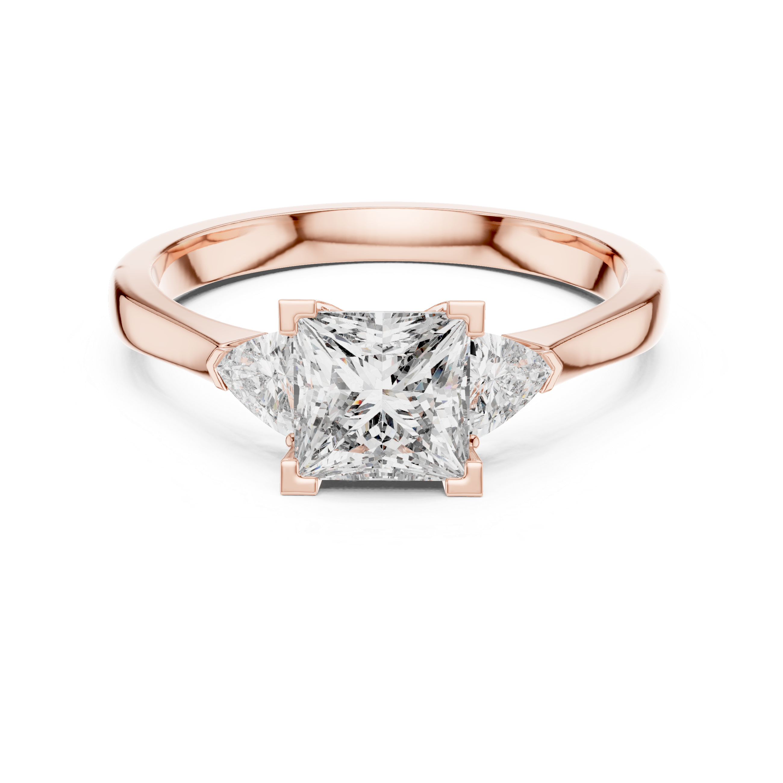 Refined Princess Cut Diamond Ring with Tapered Detail