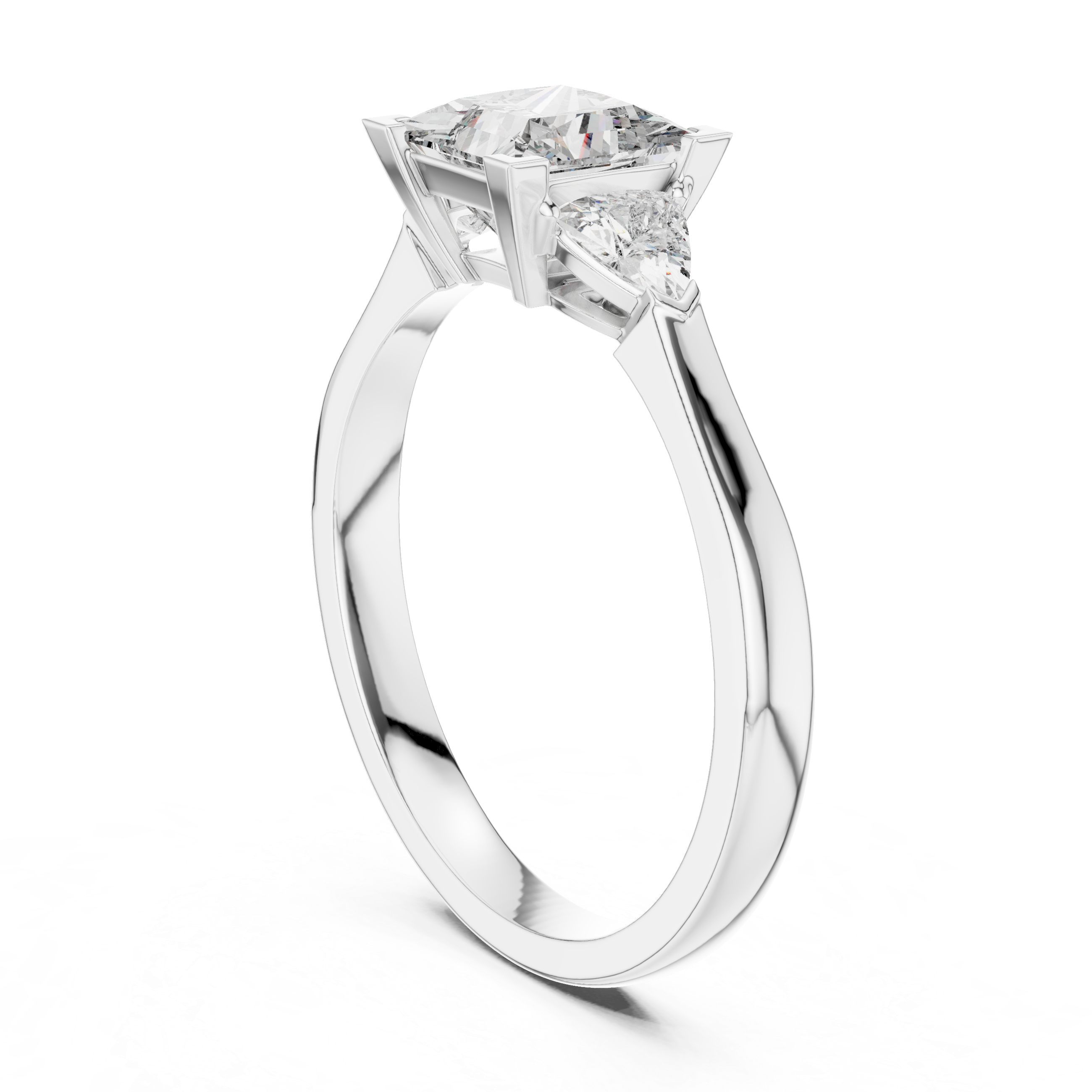 Refined Princess Cut Diamond Ring with Tapered Detail