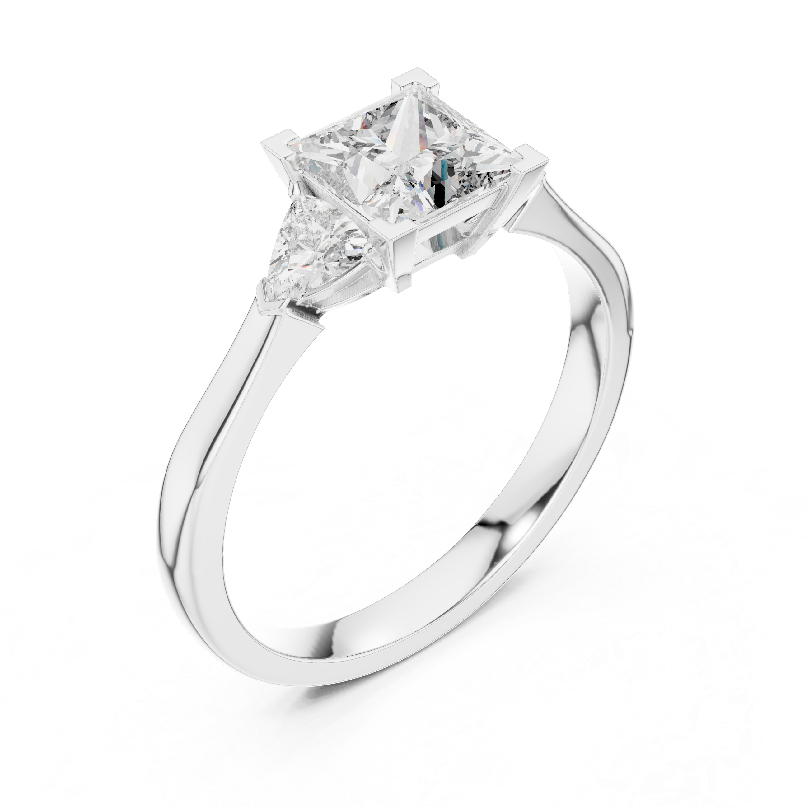 Refined Princess Cut Diamond Ring with Tapered Detail