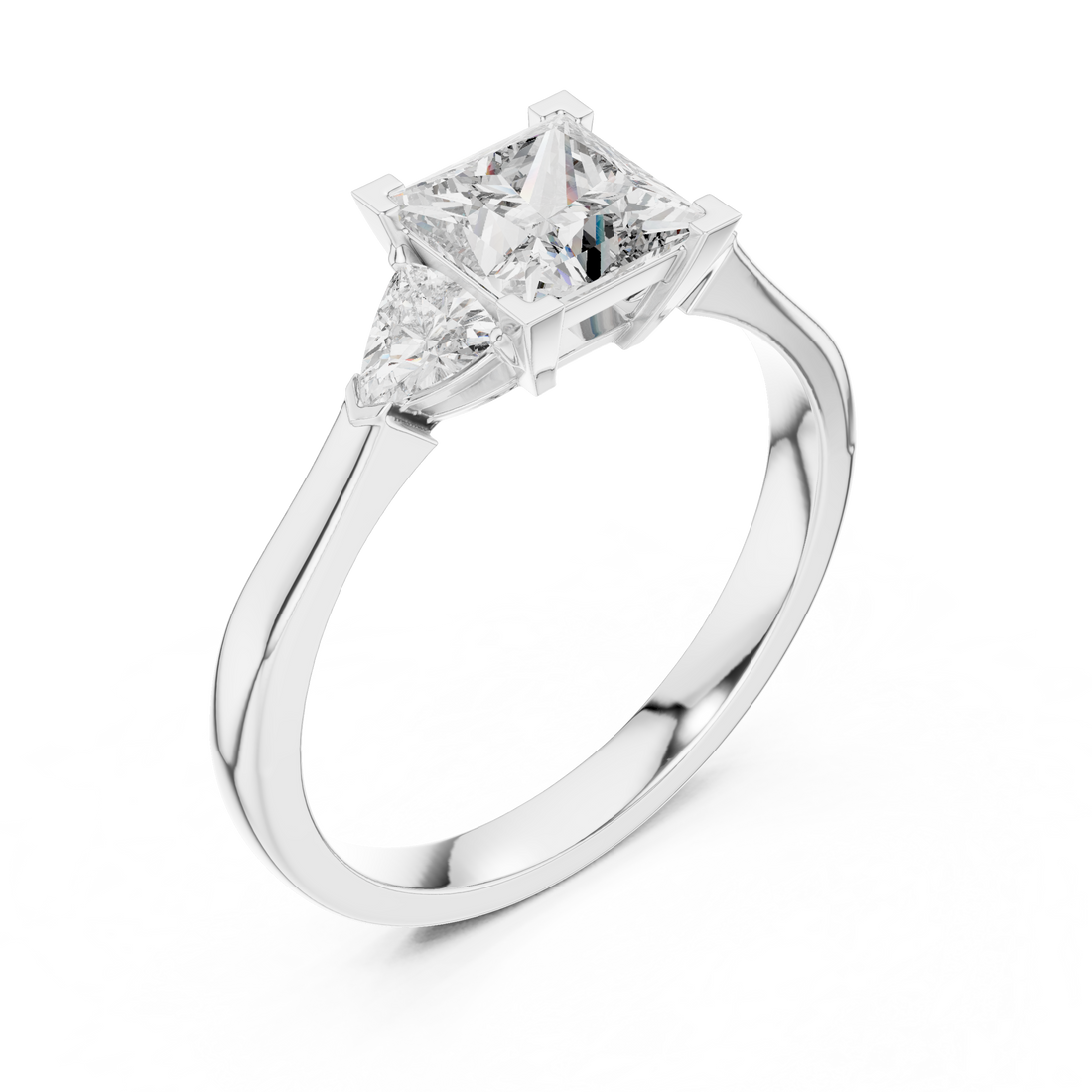 Refined Princess Cut Diamond Ring with Tapered Detail