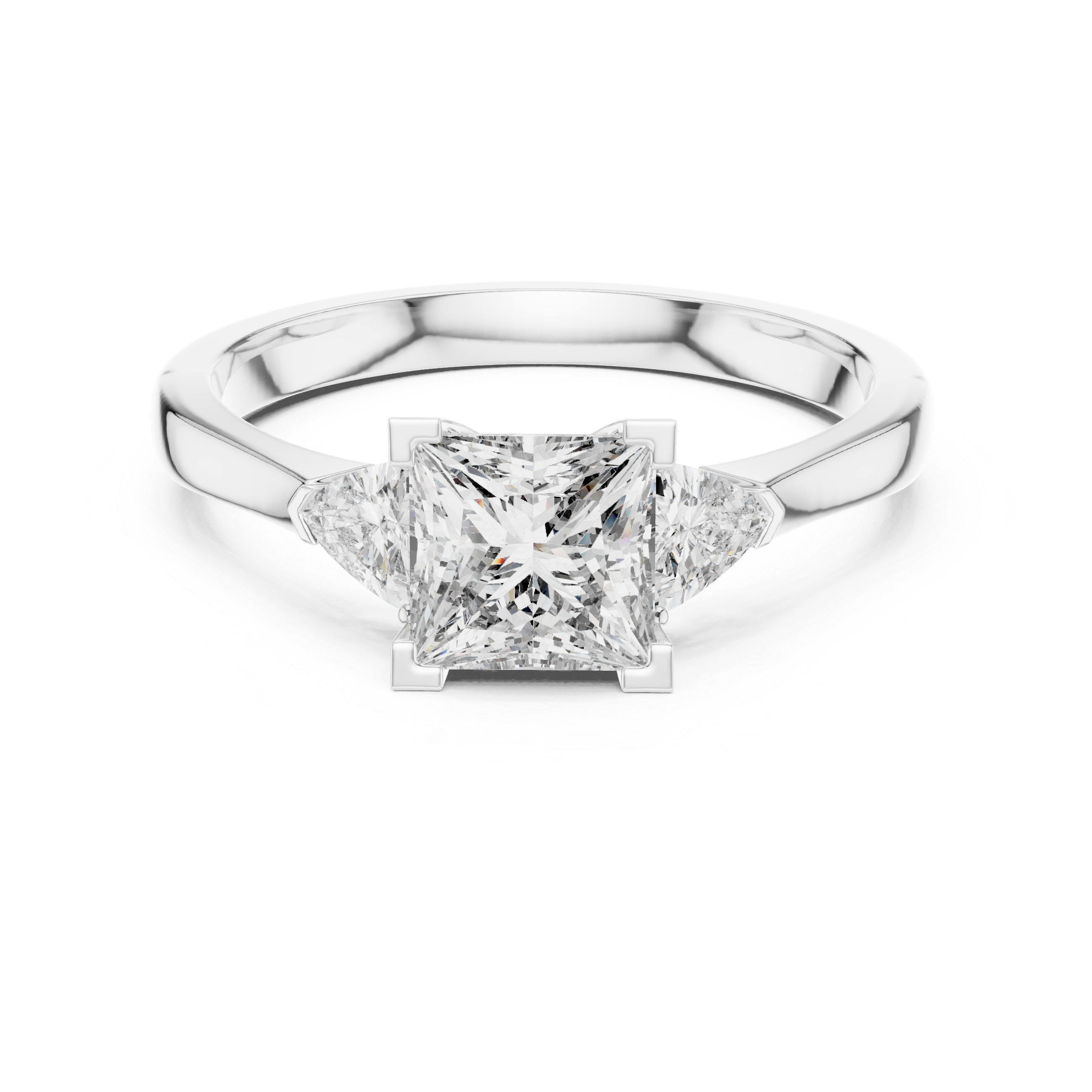 Refined Princess Cut Diamond Ring with Tapered Detail