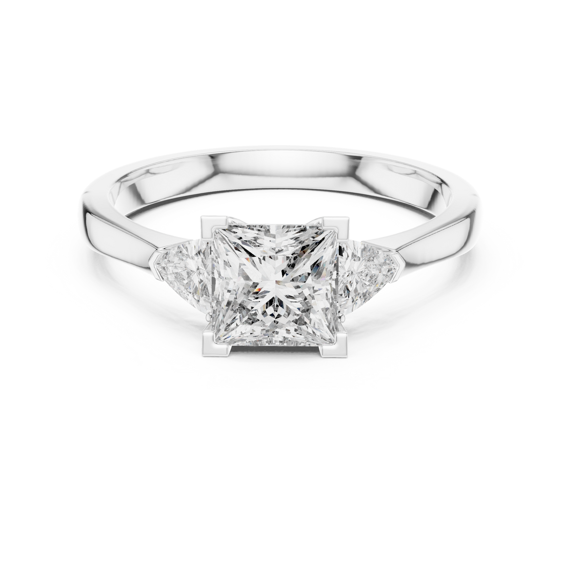 Refined Princess Cut Diamond Ring with Tapered Detail