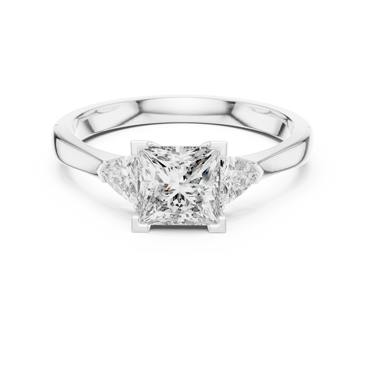 Refined Princess Cut Diamond Ring with Tapered Detail