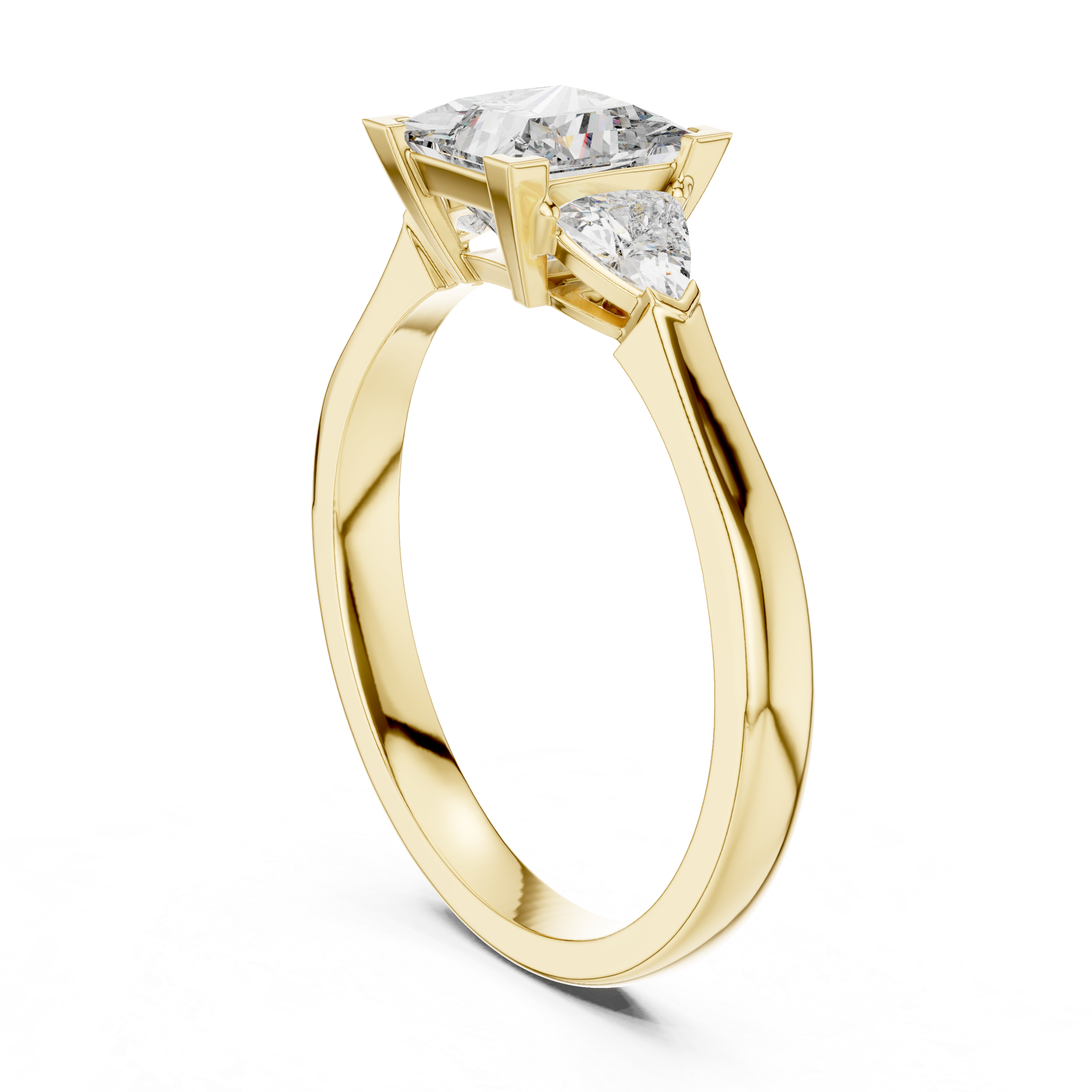 Refined Princess Cut Diamond Ring with Tapered Detail