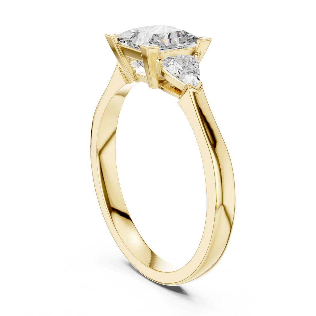 Refined Princess Cut Diamond Ring with Tapered Detail