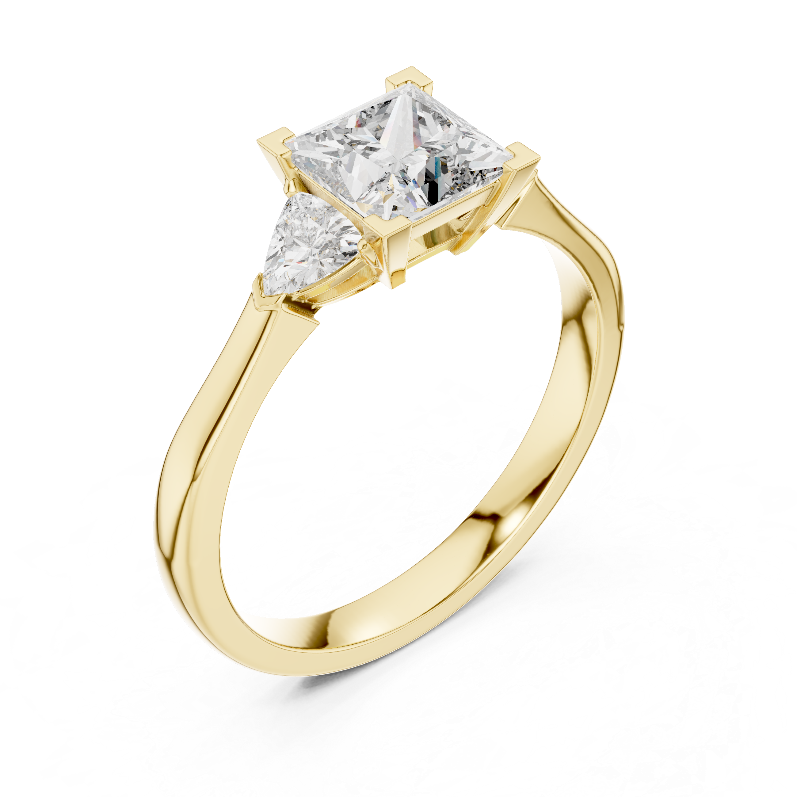 Refined Princess Cut Diamond Ring with Tapered Detail