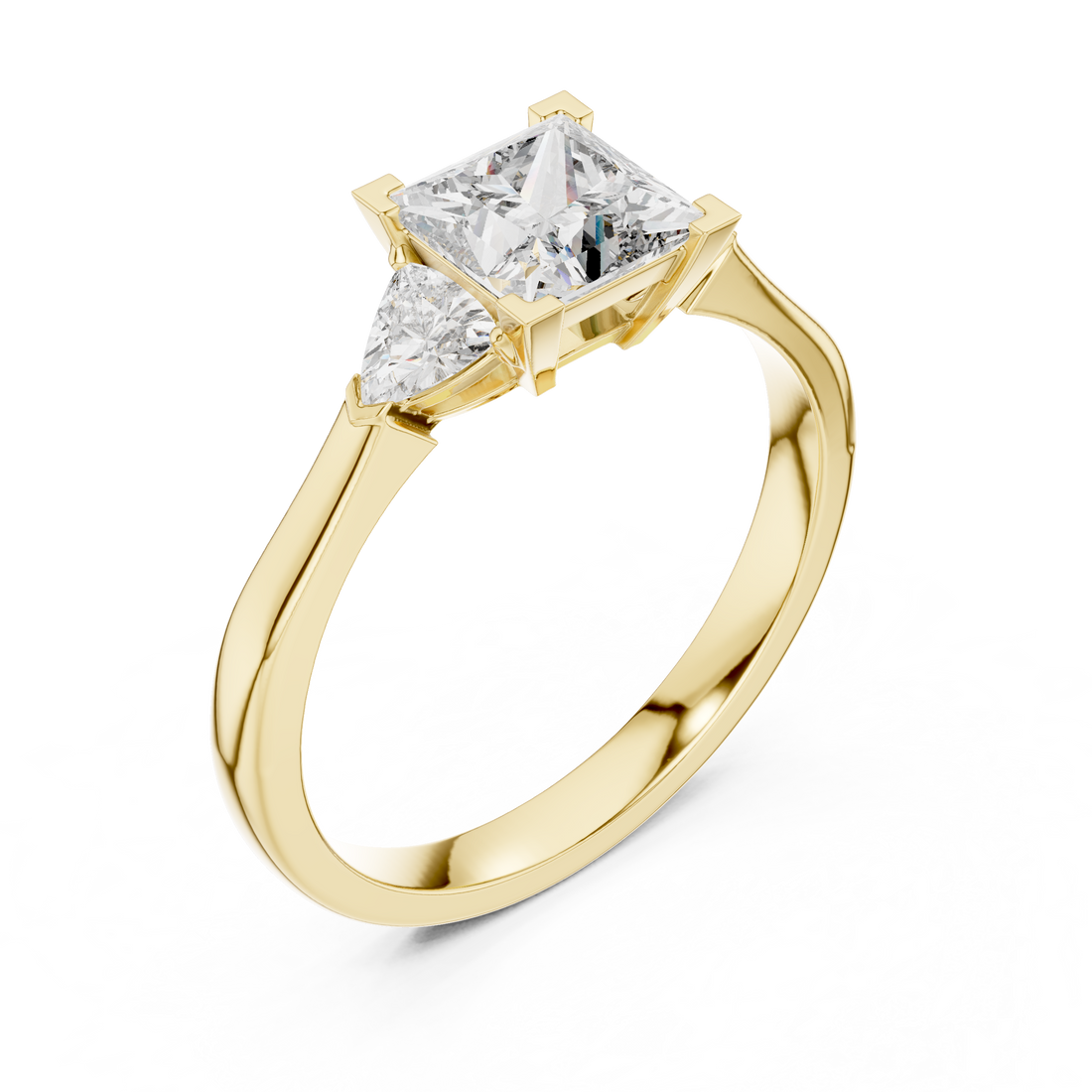 Refined Princess Cut Diamond Ring with Tapered Detail