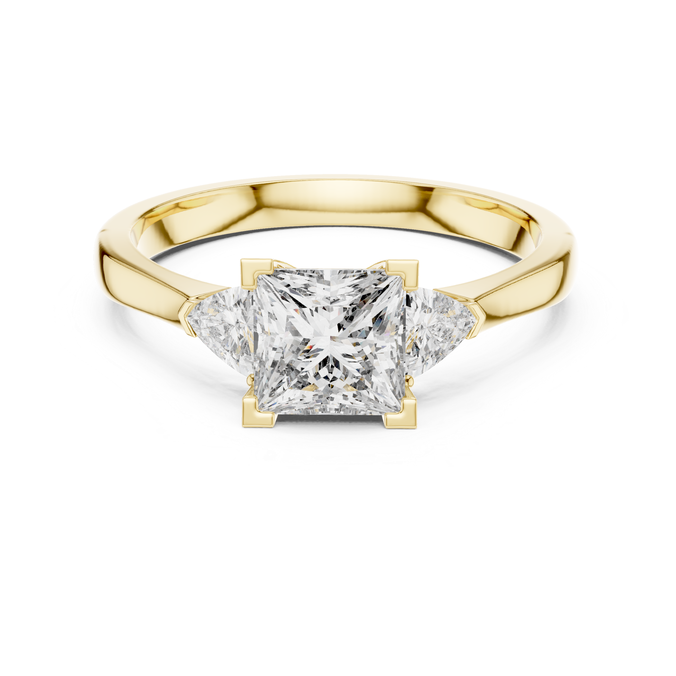 Refined Princess Cut Diamond Ring with Tapered Detail