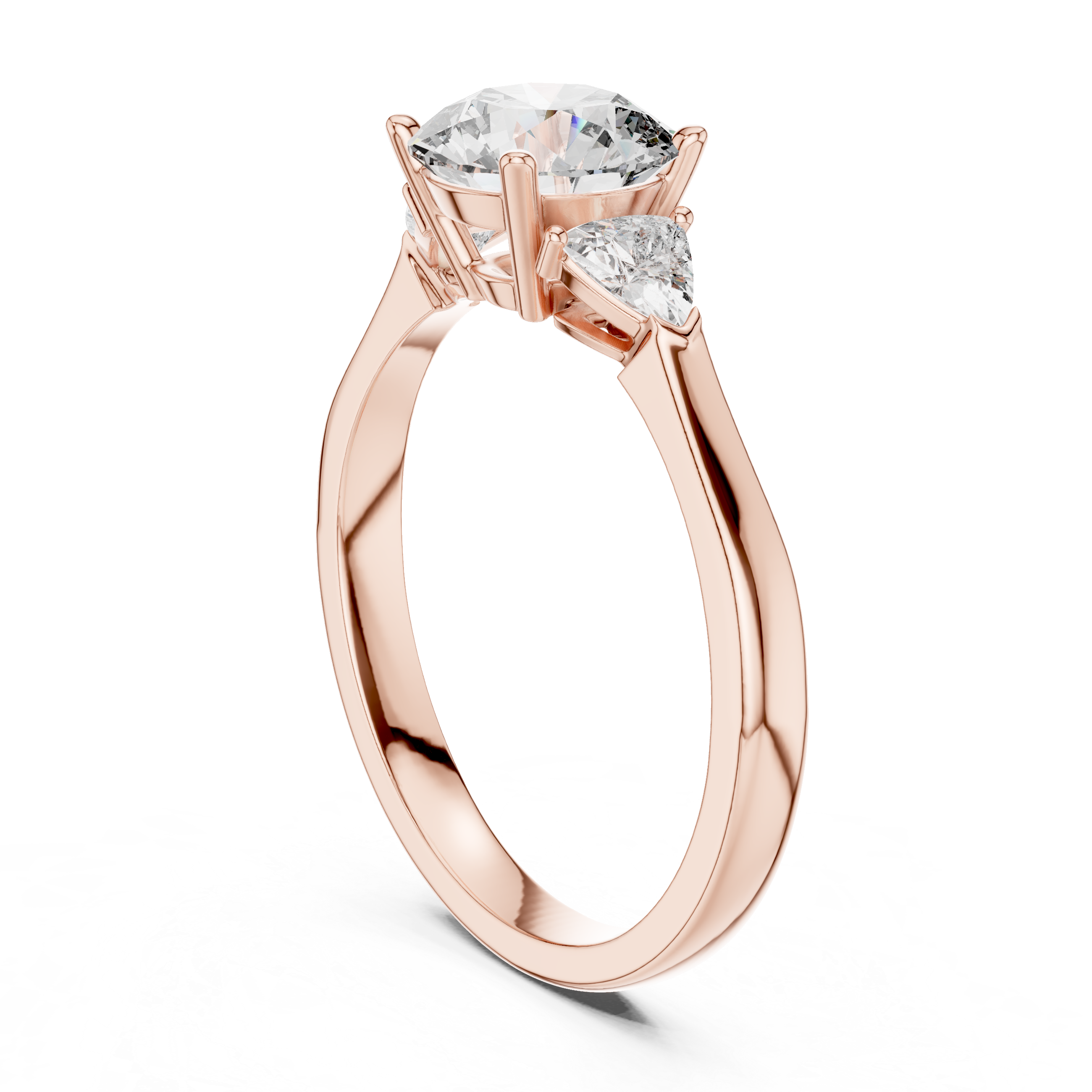 Chic Round Cut Diamond Ring with Sleek Side Stones