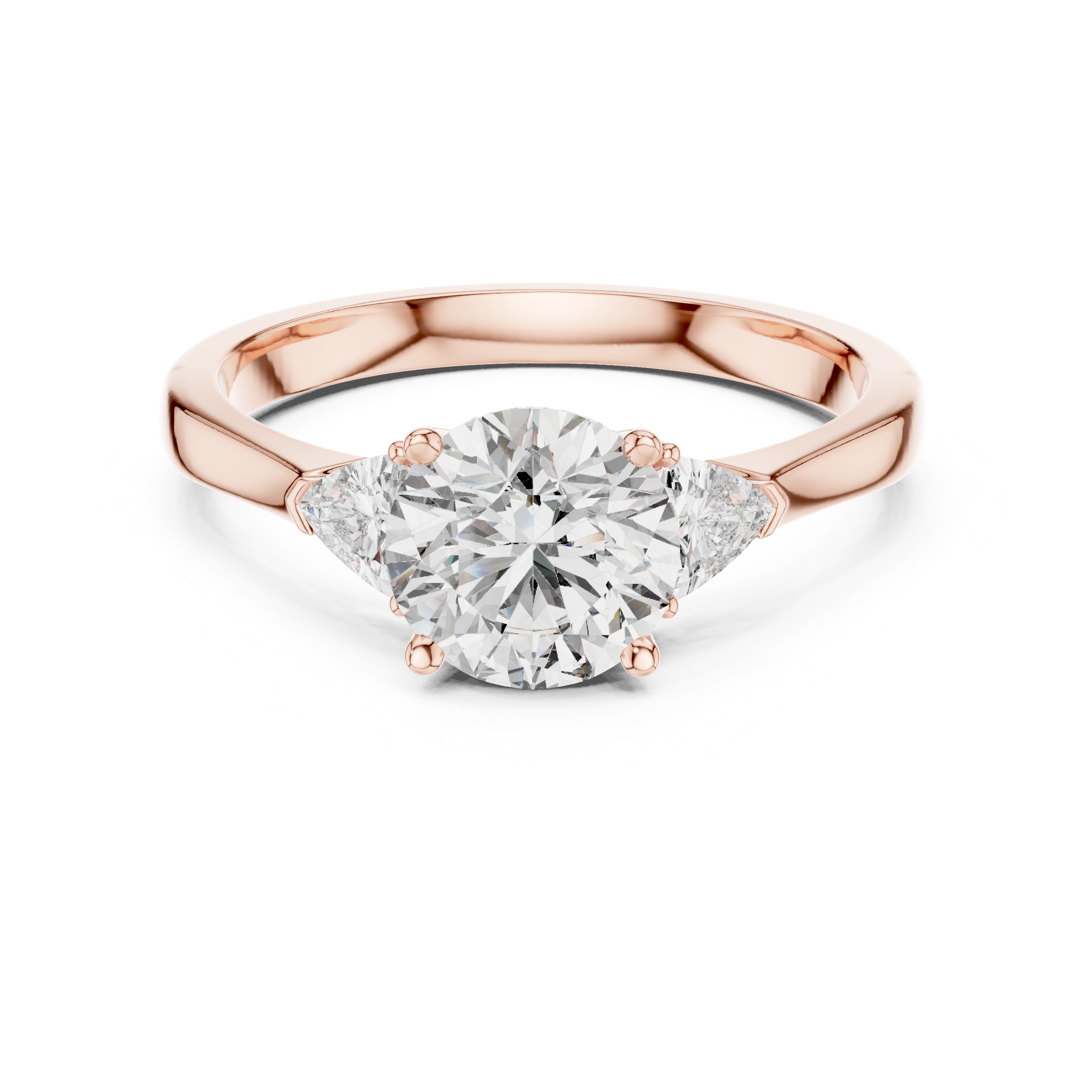 Chic Round Cut Diamond Ring with Sleek Side Stones