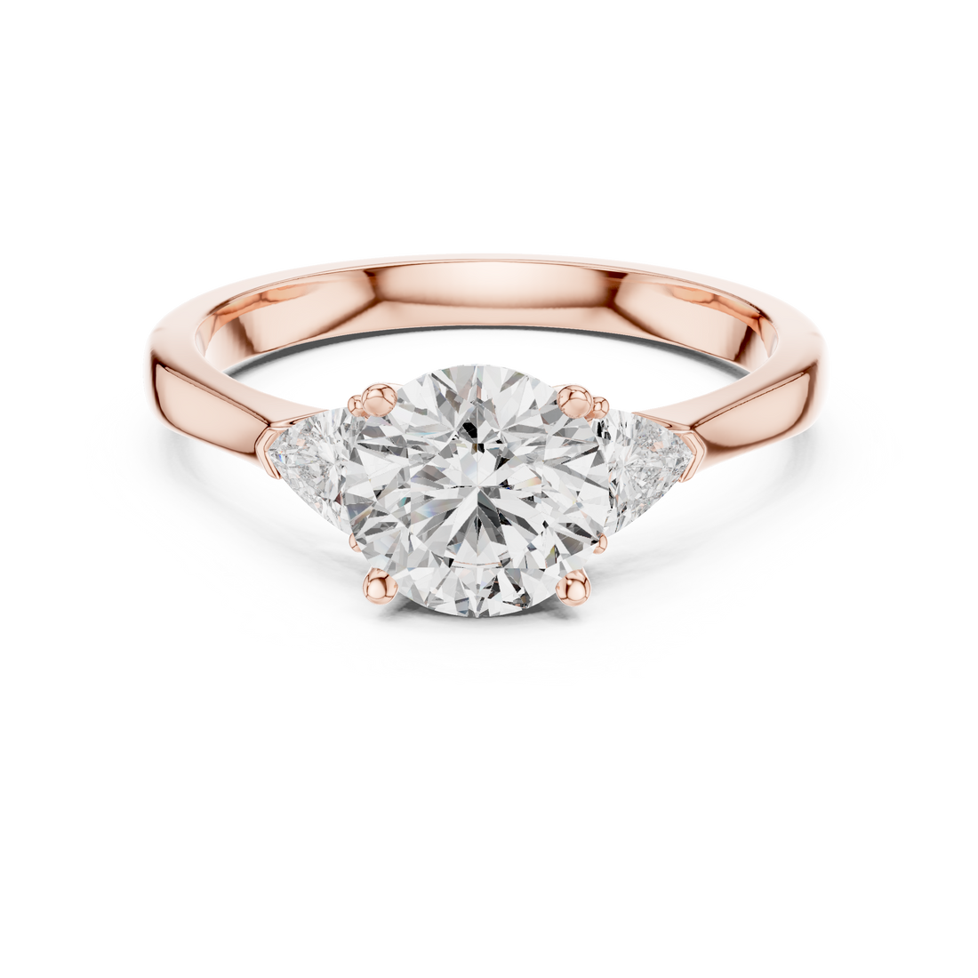 Chic Round Cut Diamond Ring with Sleek Side Stones