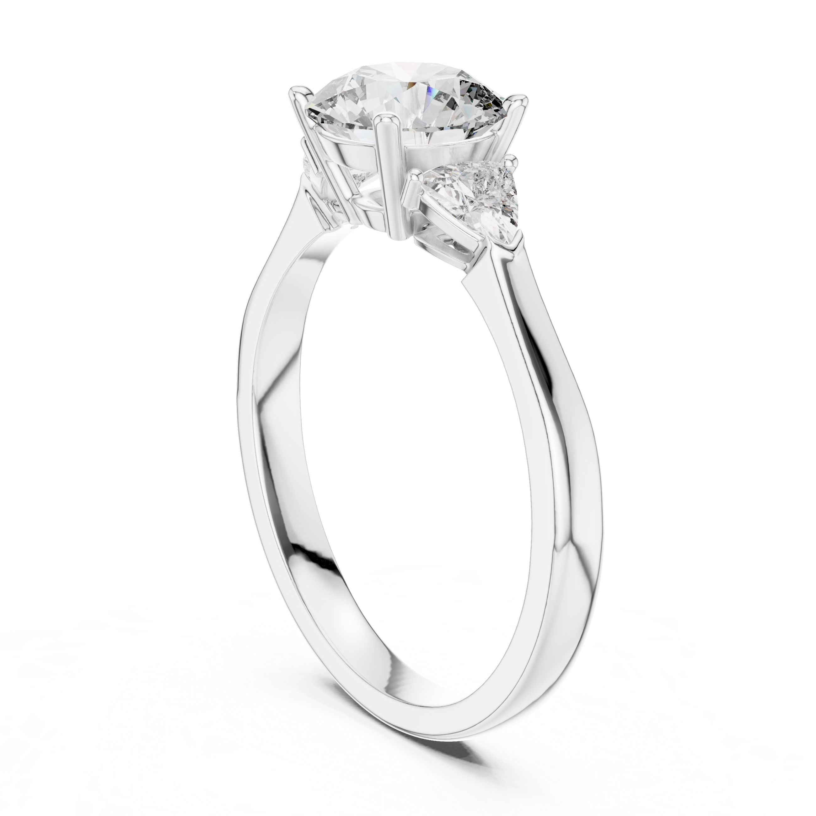 Chic Round Cut Diamond Ring with Sleek Side Stones
