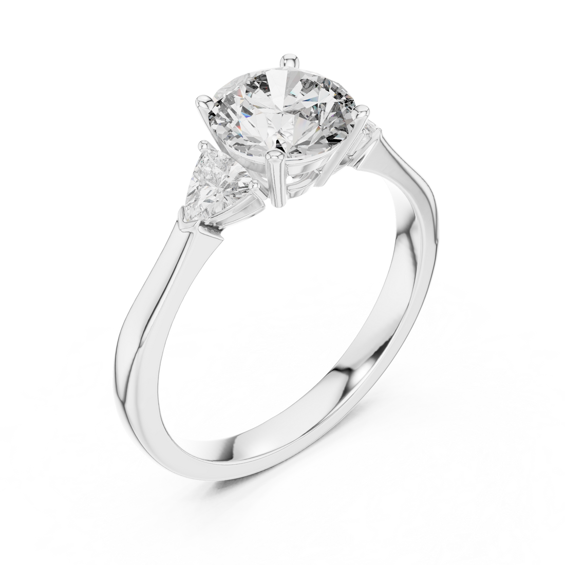 Chic Round Cut Diamond Ring with Sleek Side Stones