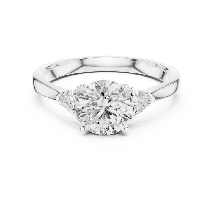 Chic Round Cut Diamond Ring with Sleek Side Stones