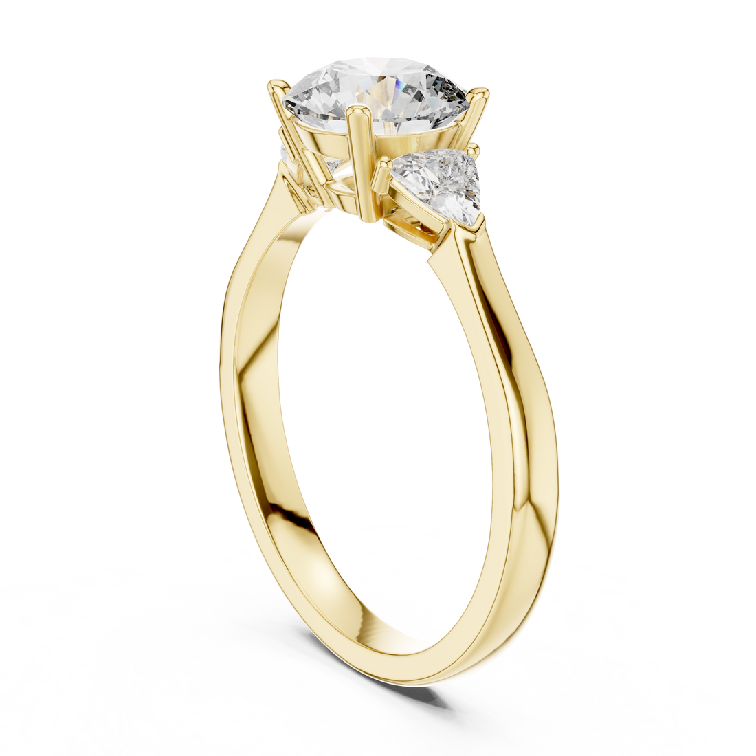 Chic Round Cut Diamond Ring with Sleek Side Stones