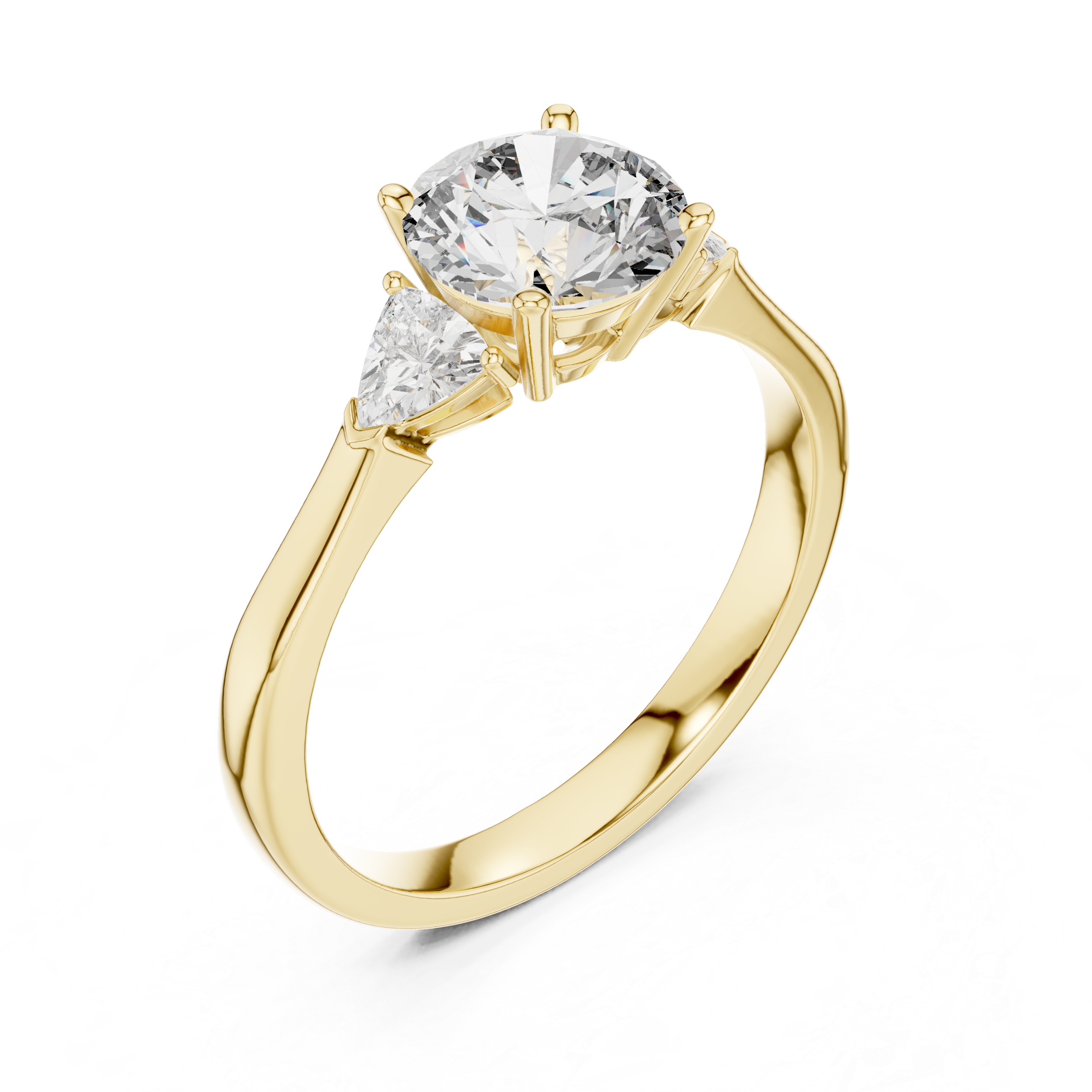 Chic Round Cut Diamond Ring with Sleek Side Stones