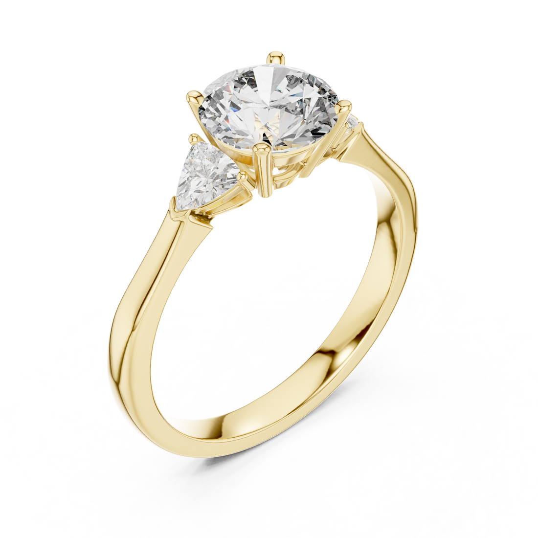 Chic Round Cut Diamond Ring with Sleek Side Stones