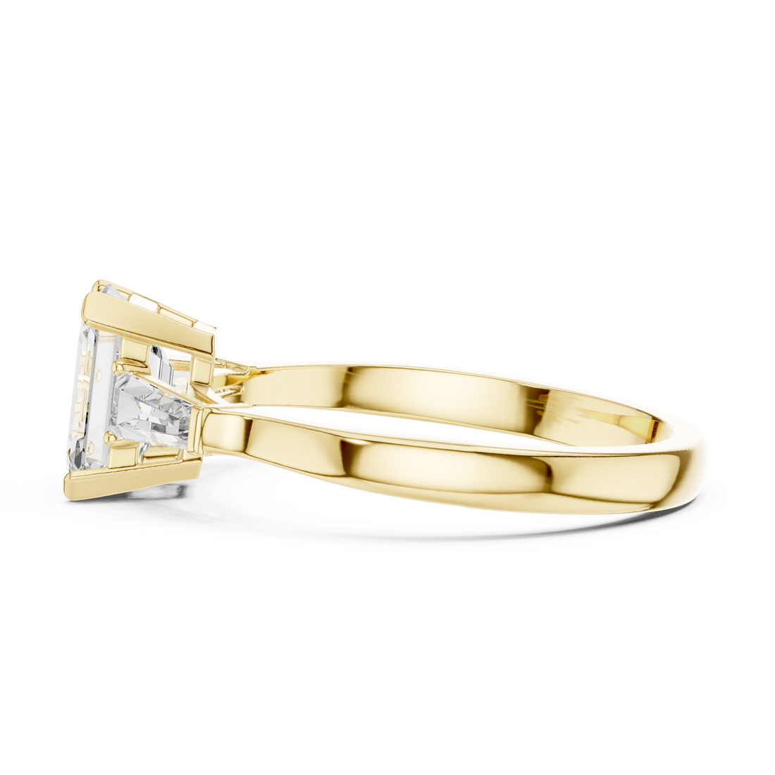 Brilliant Emerald Cut Diamond Three Stone Ring for Engagement