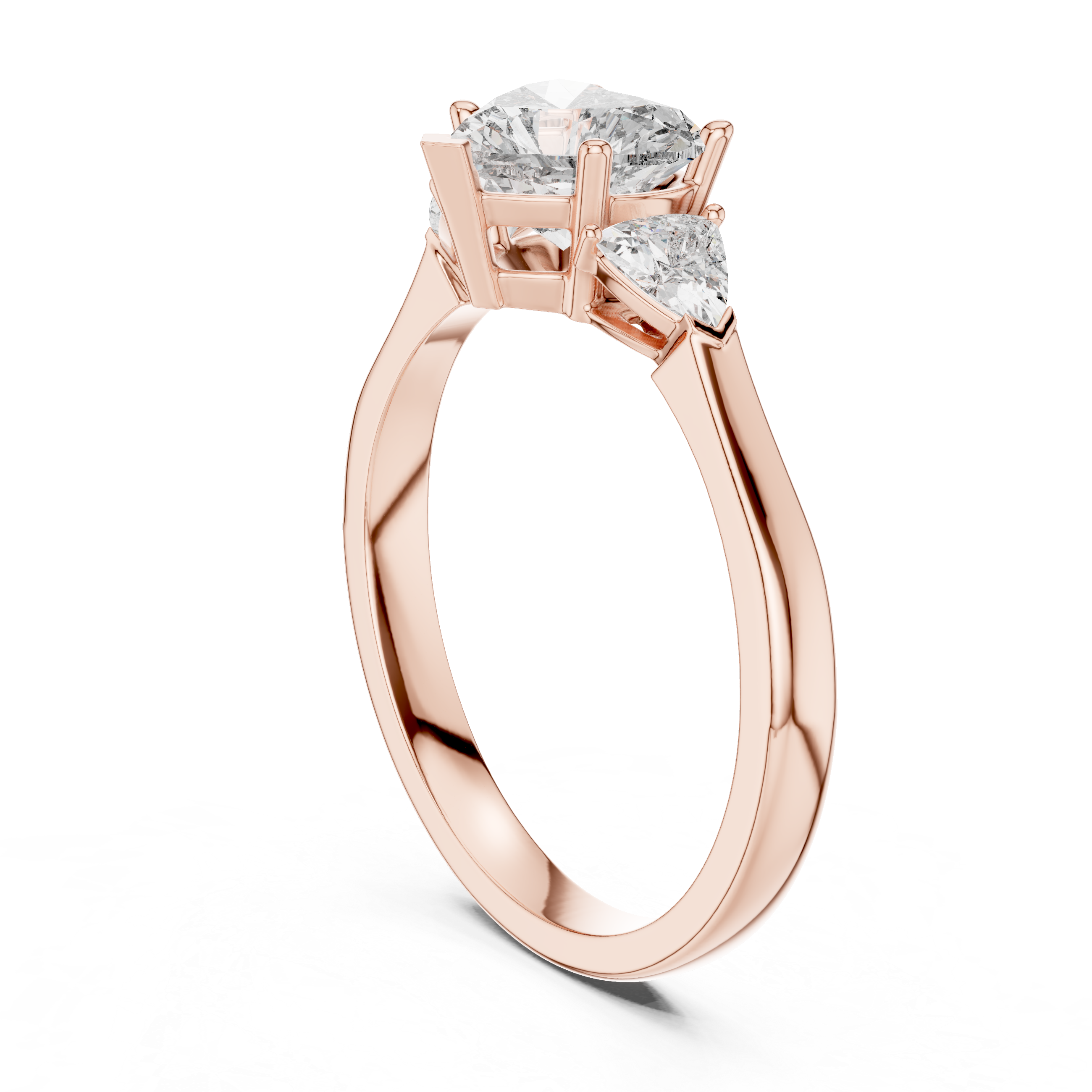 Romantic Three Stone Heart Diamond Ring – Perfect Engagement Ring