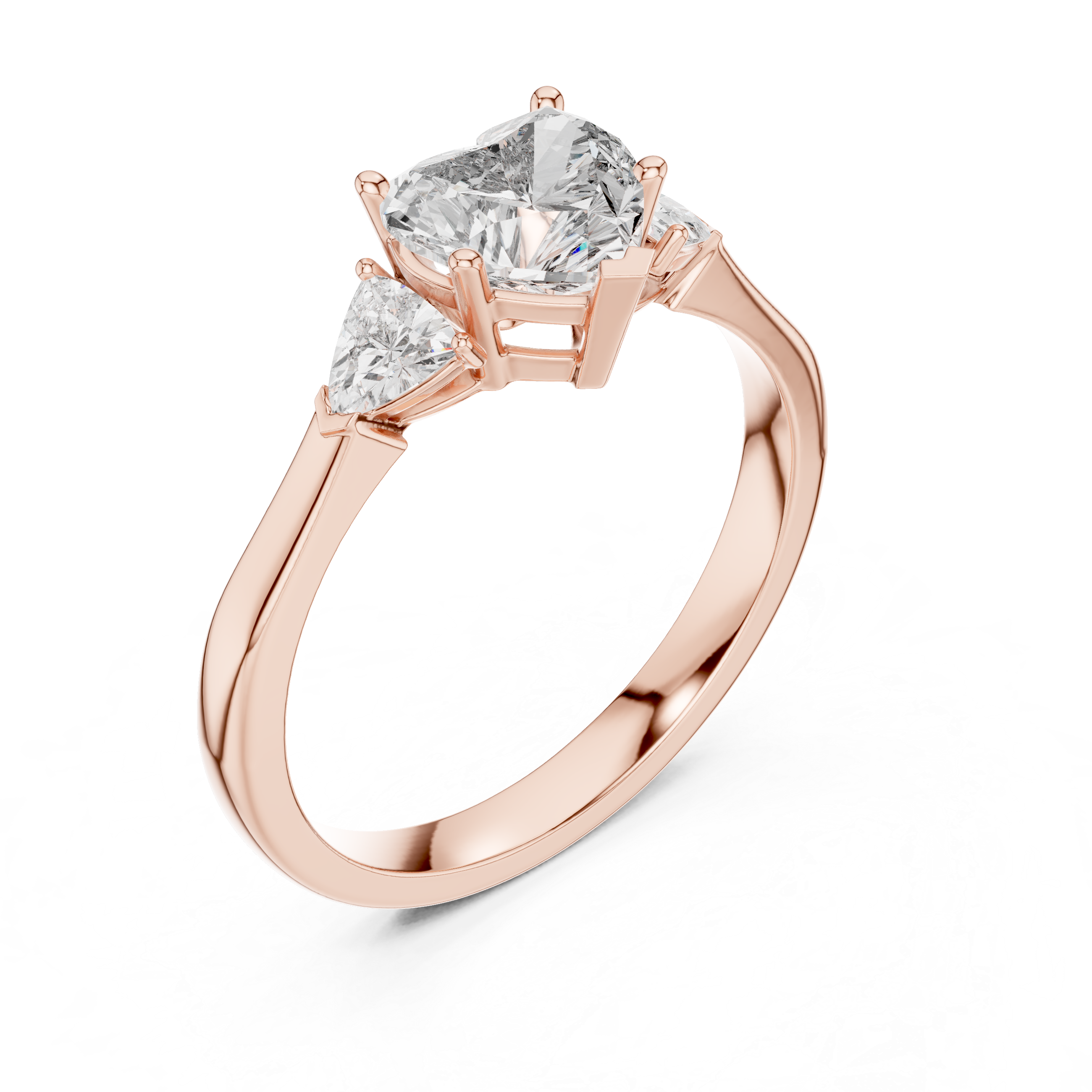 Romantic Three Stone Heart Diamond Ring – Perfect Engagement Ring