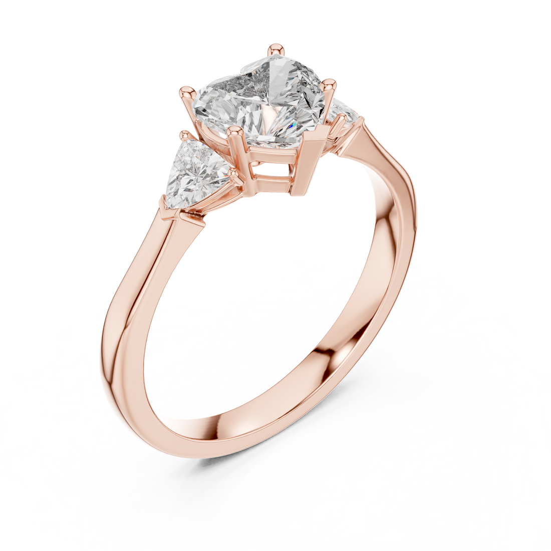 Romantic Three Stone Heart Diamond Ring – Perfect Engagement Ring