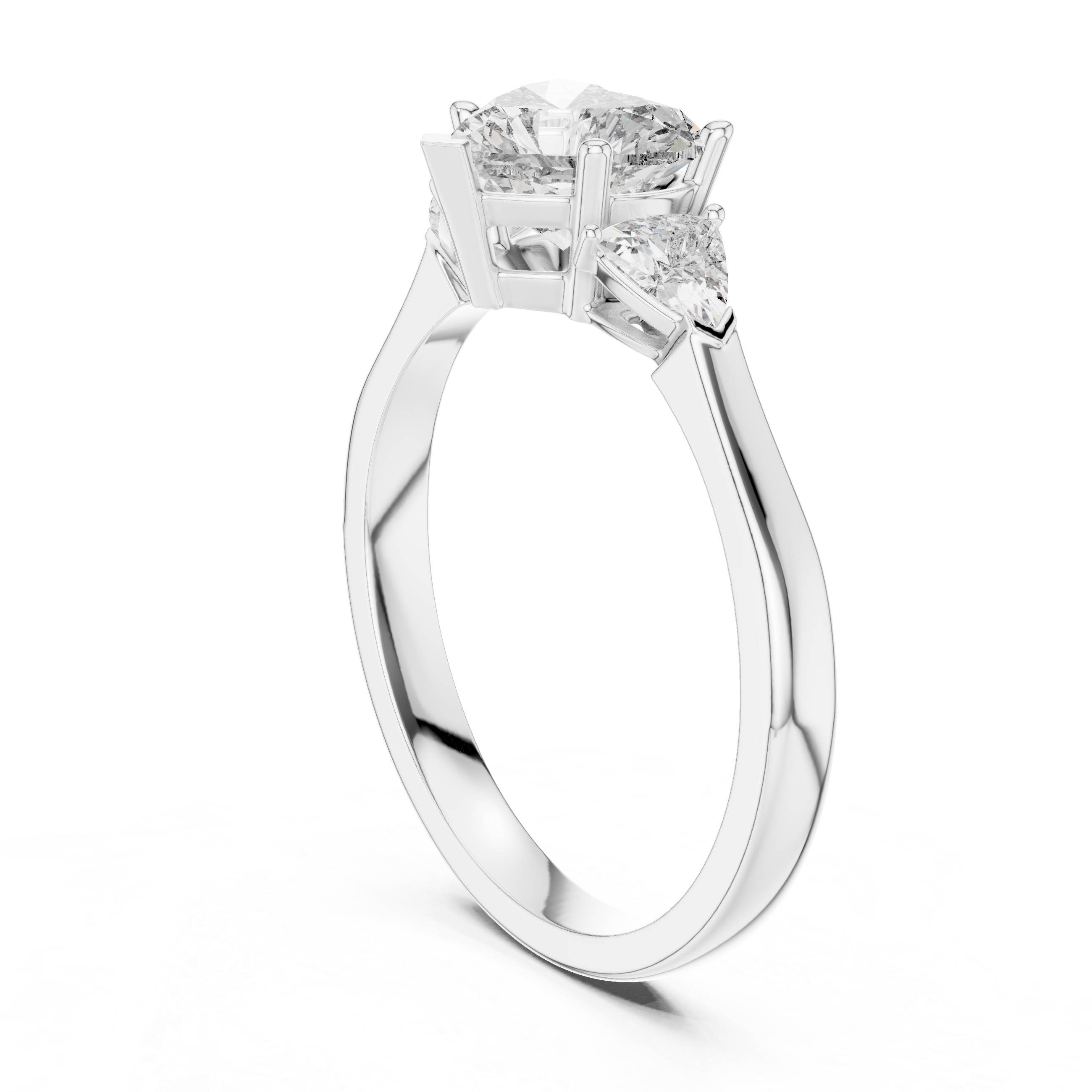 Romantic Three Stone Heart Diamond Ring – Perfect Engagement Ring