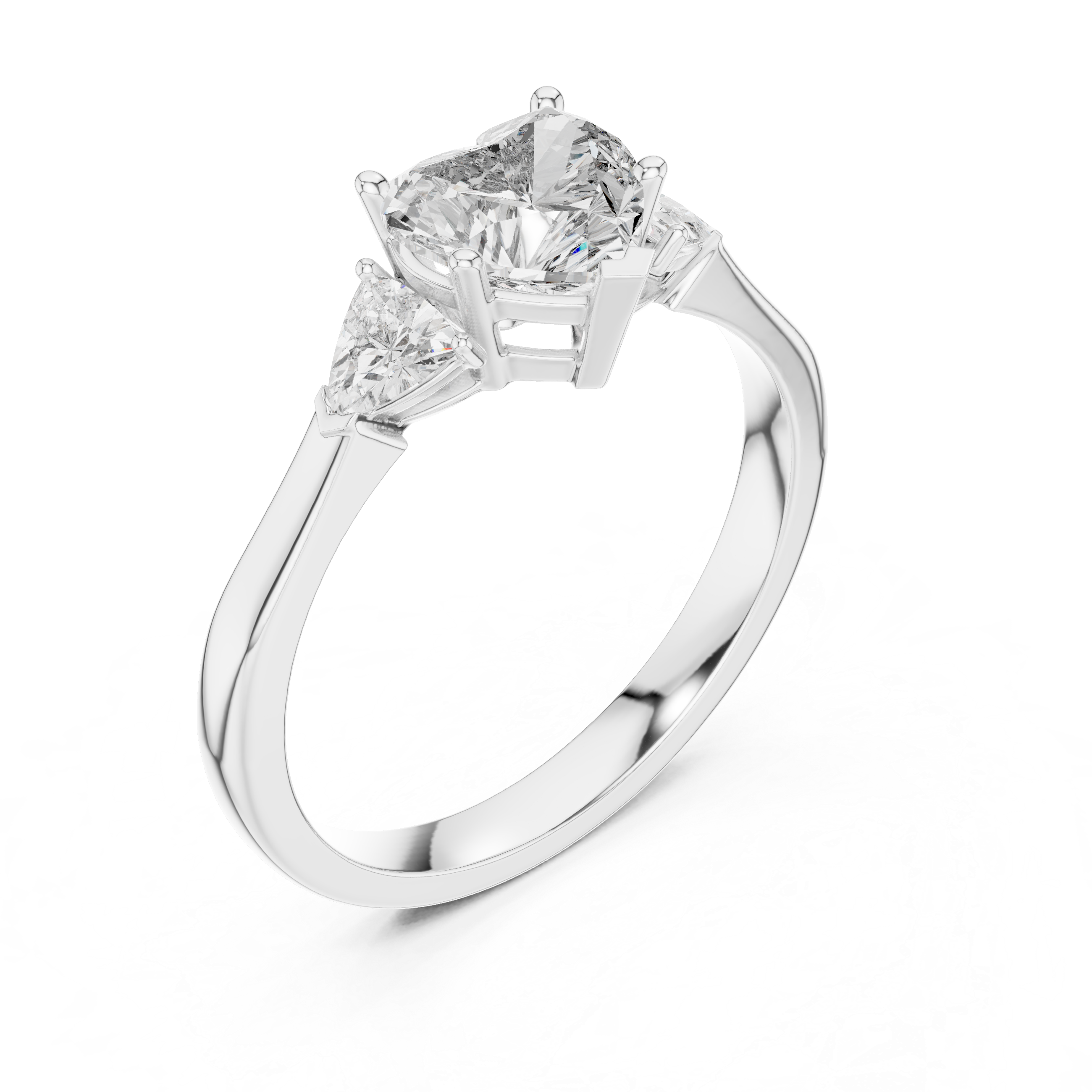 Romantic Three Stone Heart Diamond Ring – Perfect Engagement Ring