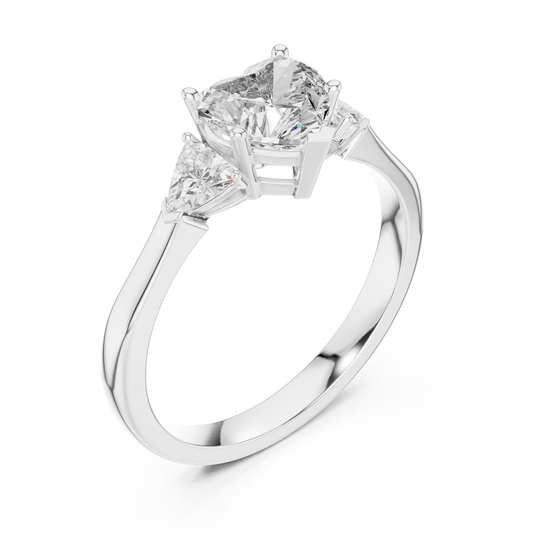 Romantic Three Stone Heart Diamond Ring – Perfect Engagement Ring