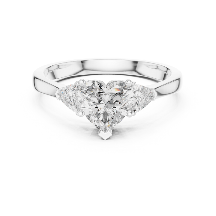 Romantic Three Stone Heart Diamond Ring – Perfect Engagement Ring