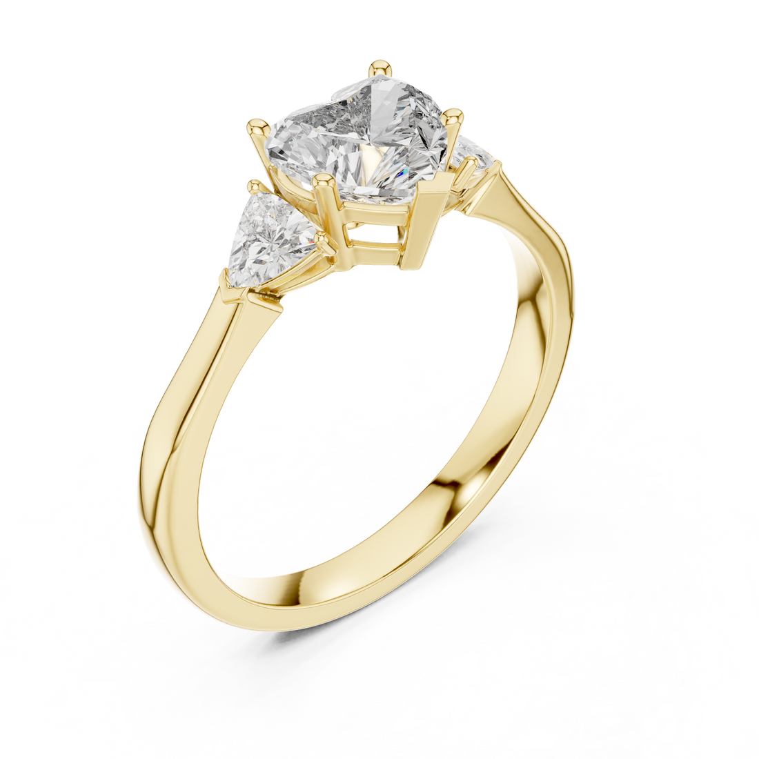 Romantic Three Stone Heart Diamond Ring – Perfect Engagement Ring