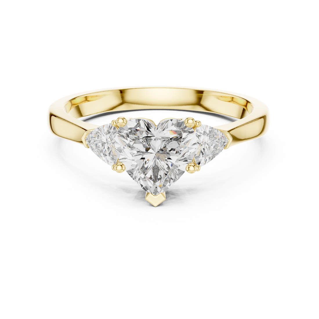 Romantic Three Stone Heart Diamond Ring – Perfect Engagement Ring