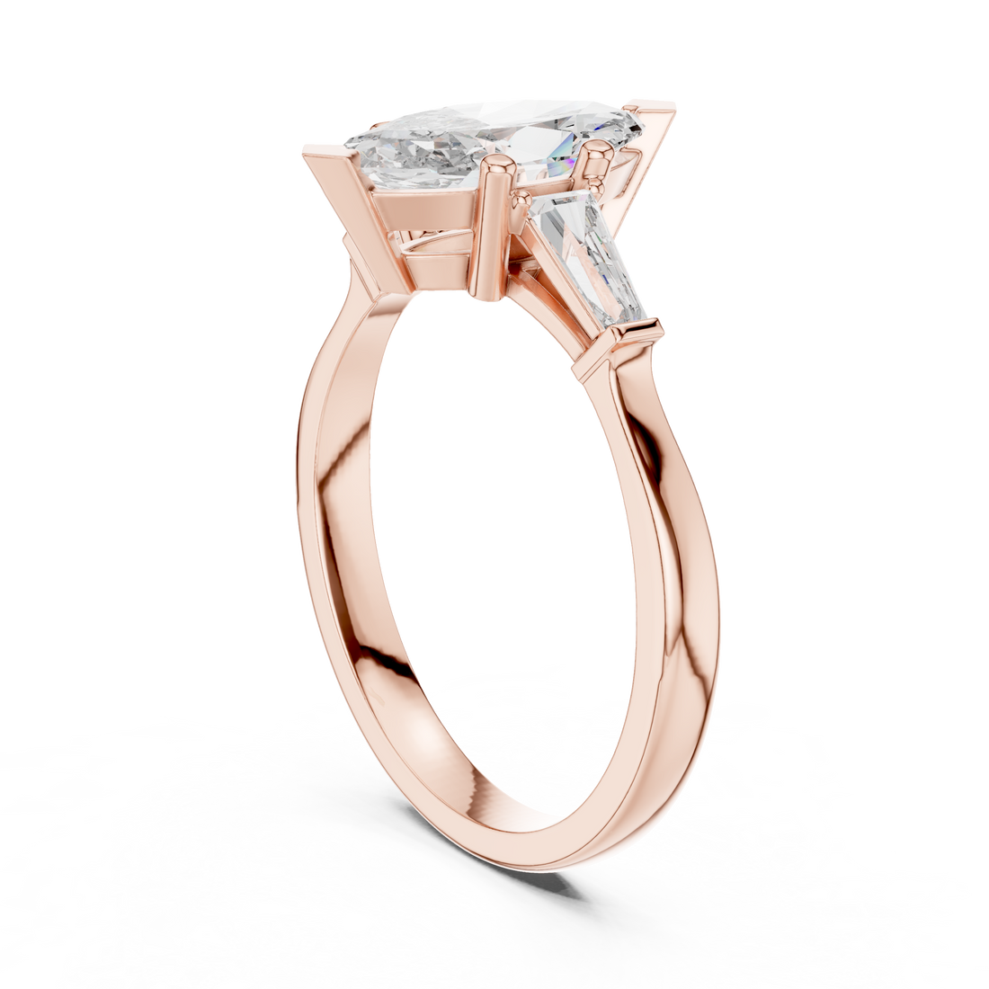 Sophisticated Marquise Cut Diamond Ring – Polished White Gold Finish