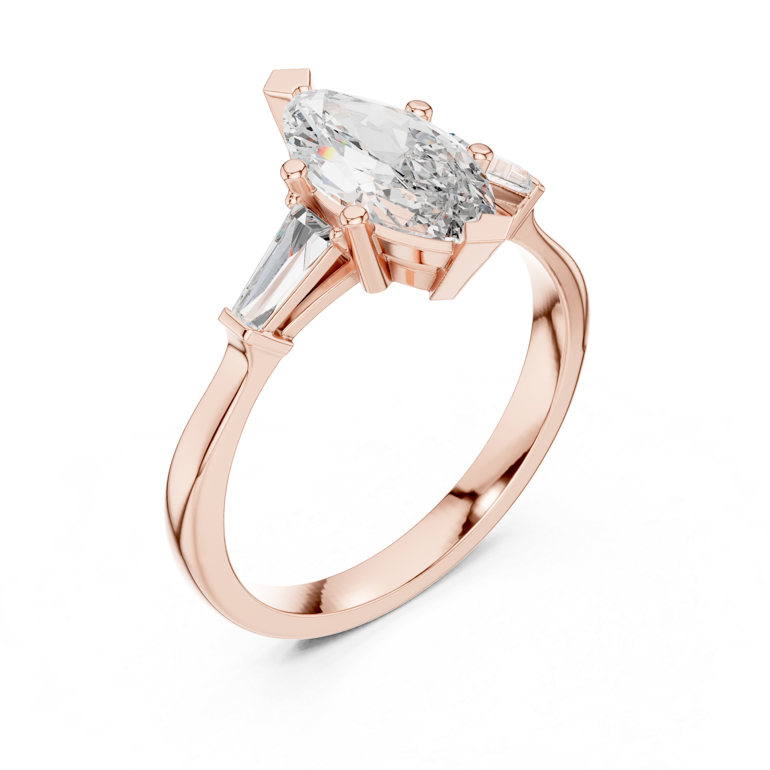 Sophisticated Marquise Cut Diamond Ring – Polished White Gold Finish