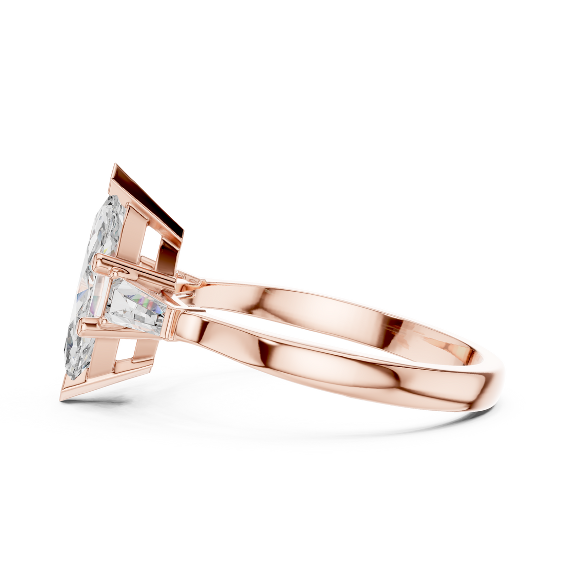 Sophisticated Marquise Cut Diamond Ring – Polished White Gold Finish
