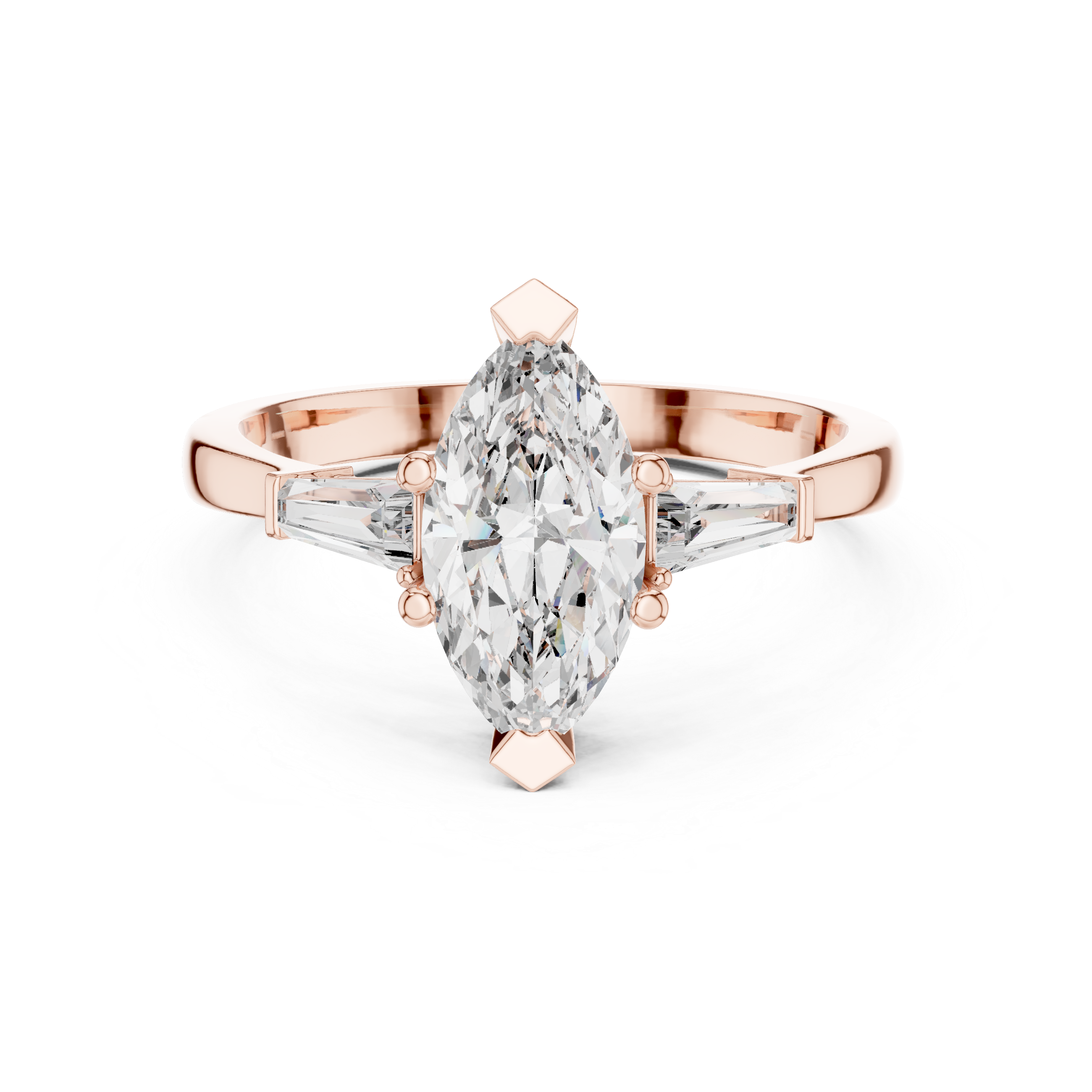 Sophisticated Marquise Cut Diamond Ring – Polished White Gold Finish