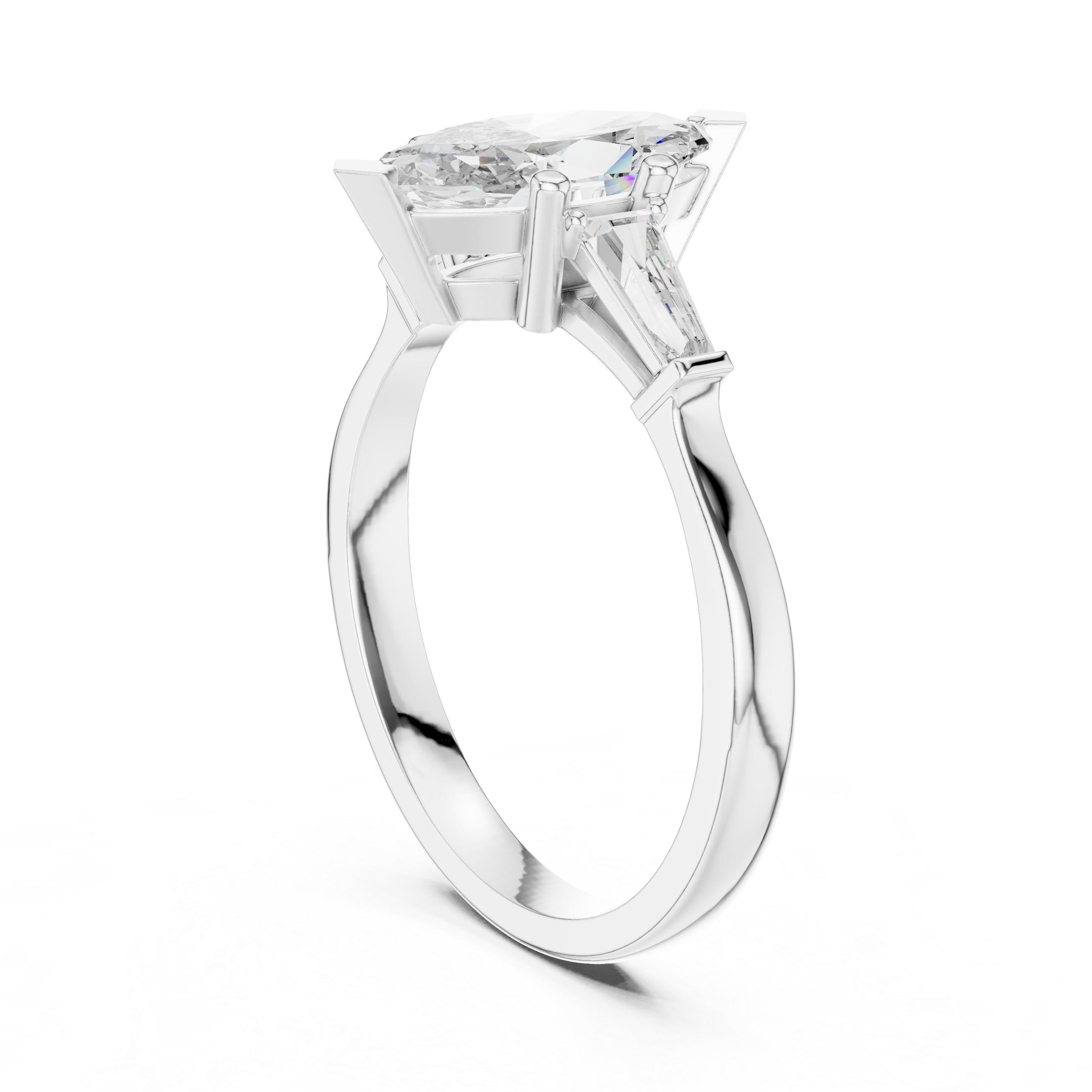 Sophisticated Marquise Cut Diamond Ring – Polished White Gold Finish
