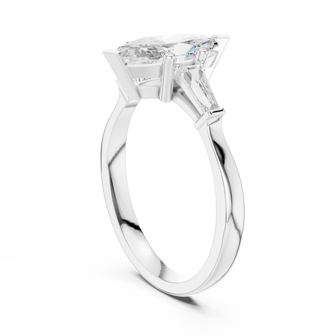 Sophisticated Marquise Cut Diamond Ring – Polished White Gold Finish