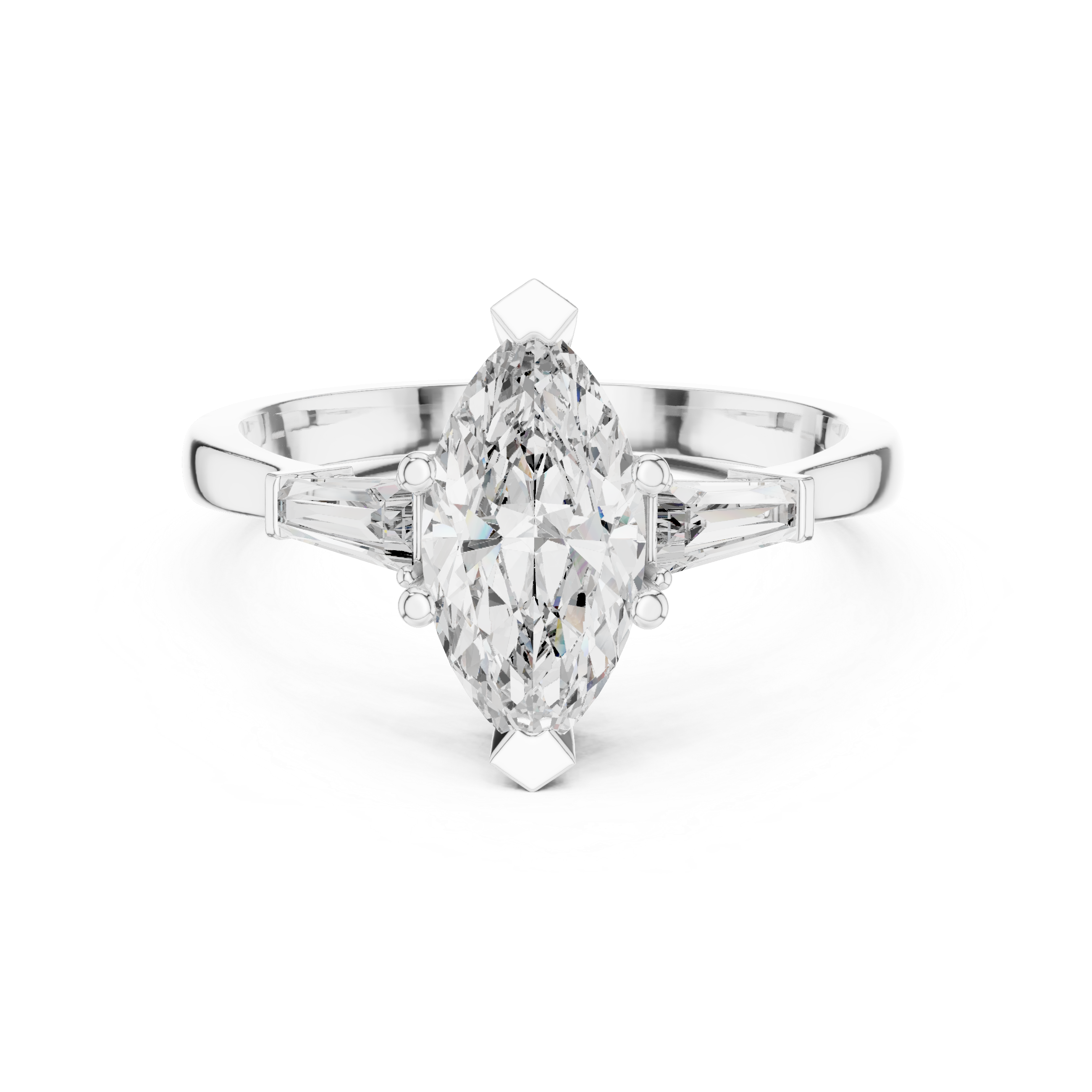 Sophisticated Marquise Cut Diamond Ring – Polished White Gold Finish