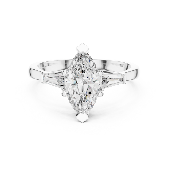 Sophisticated Marquise Cut Diamond Ring – Polished White Gold Finish