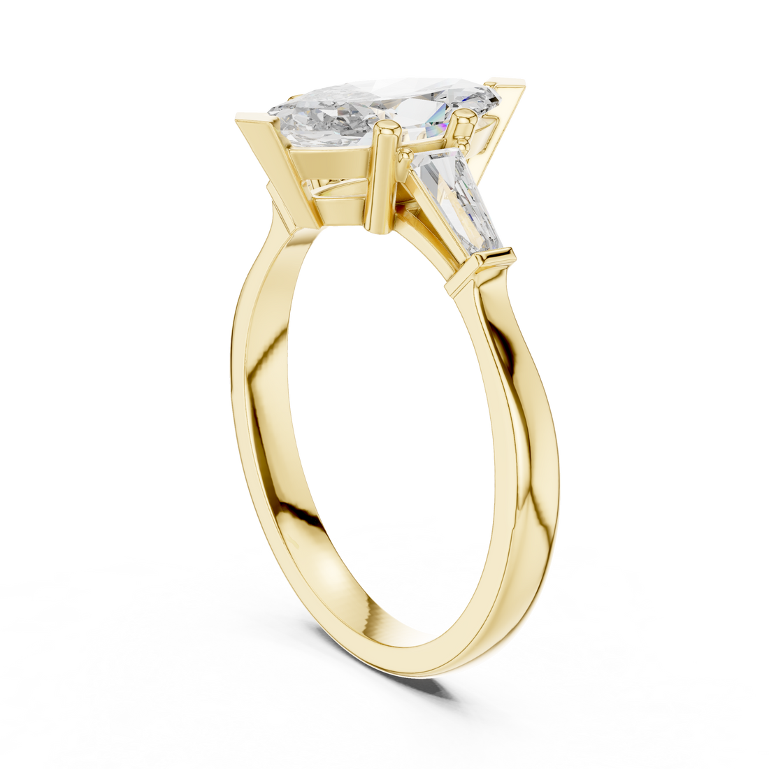 Sophisticated Marquise Cut Diamond Ring – Polished White Gold Finish