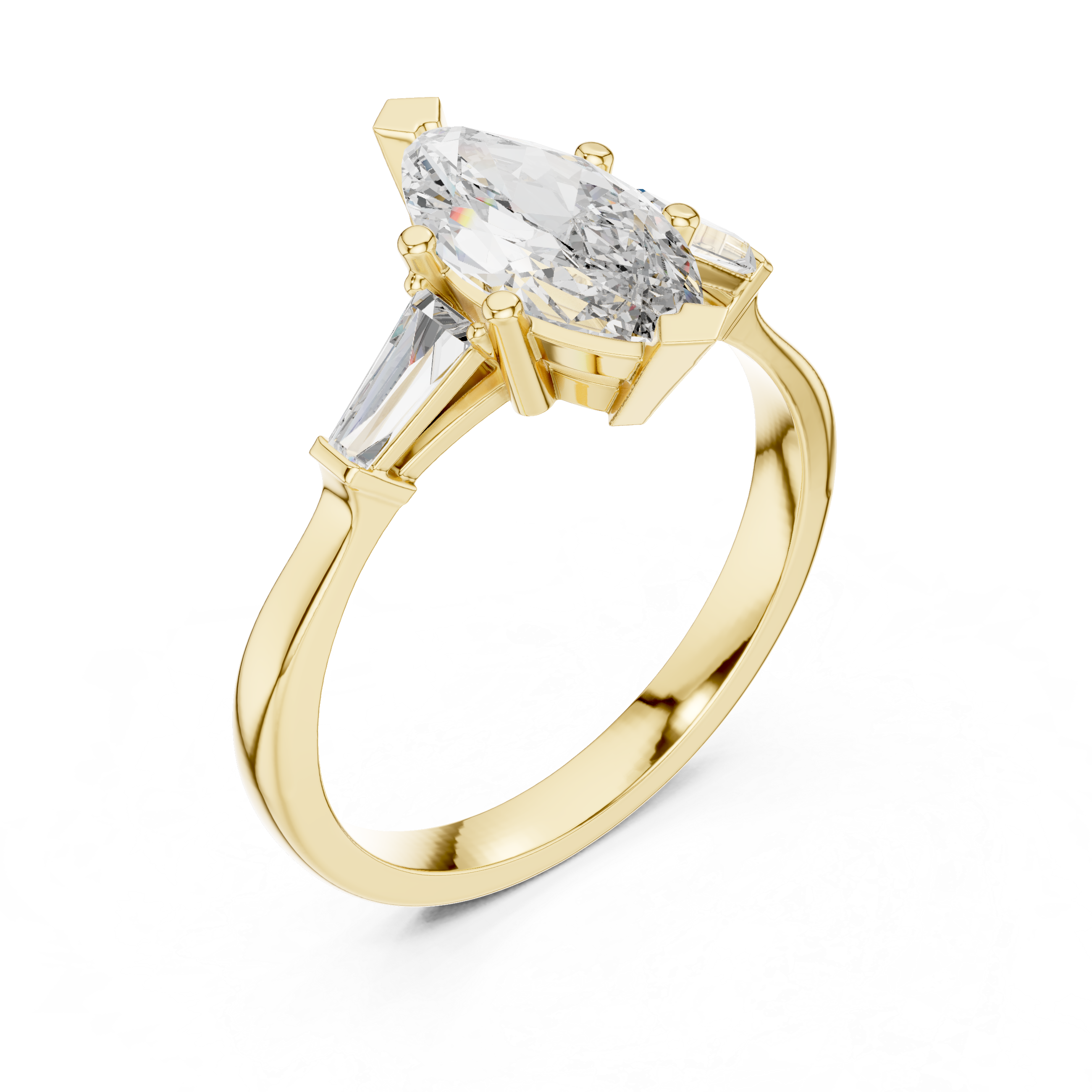 Sophisticated Marquise Cut Diamond Ring – Polished White Gold Finish
