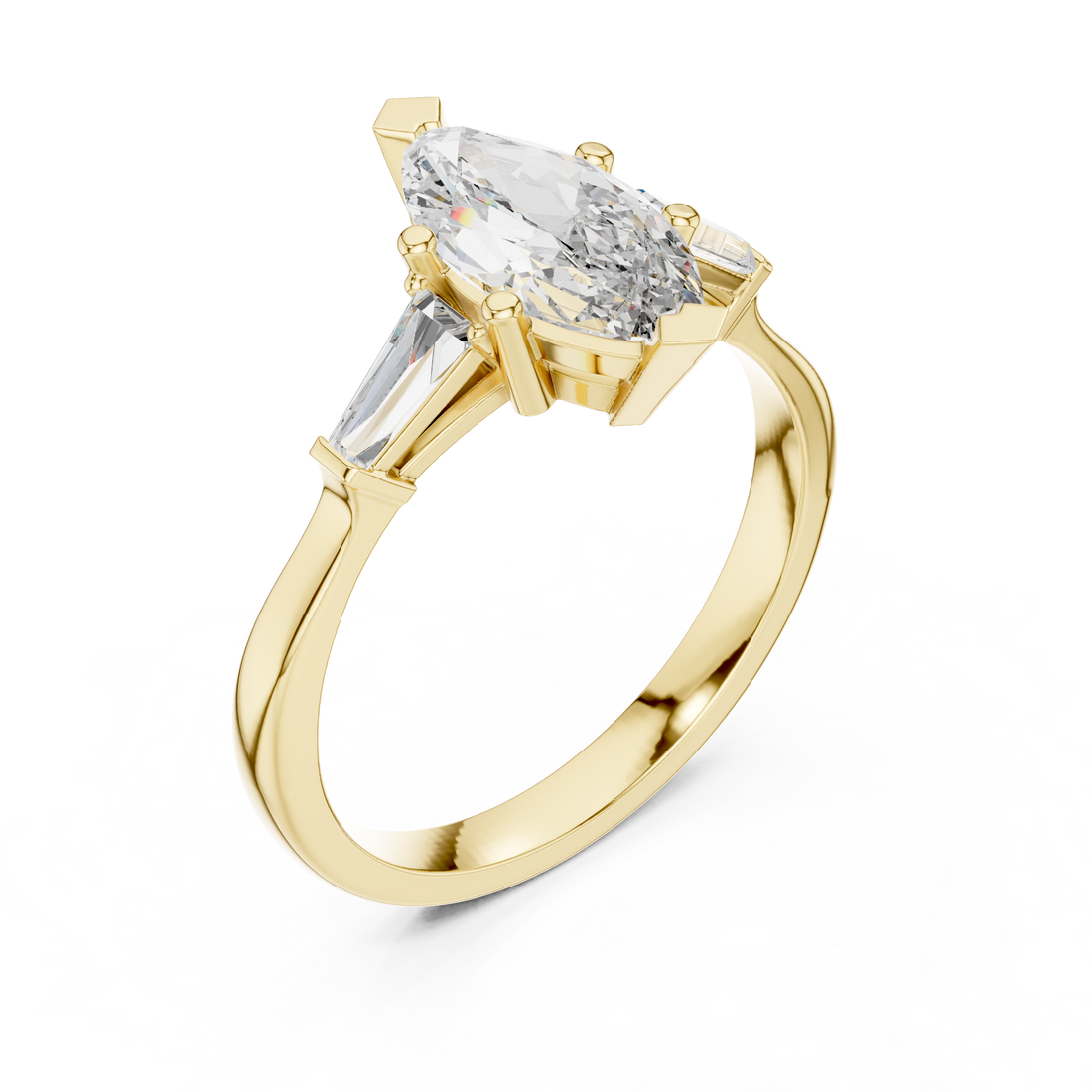 Sophisticated Marquise Cut Diamond Ring – Polished White Gold Finish