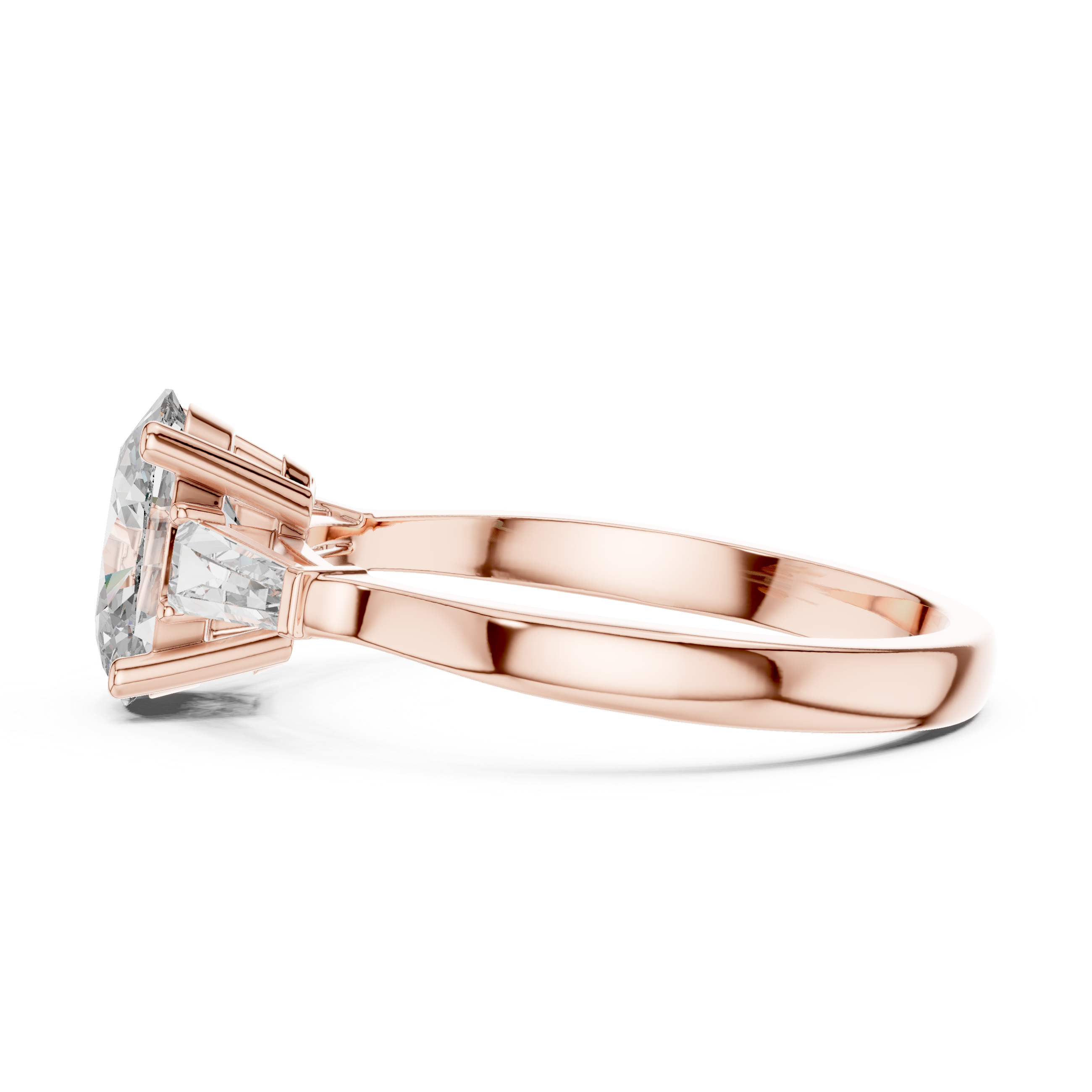 Oval Diamond Engagement Ring with Custom Baguette Side Stones for Women