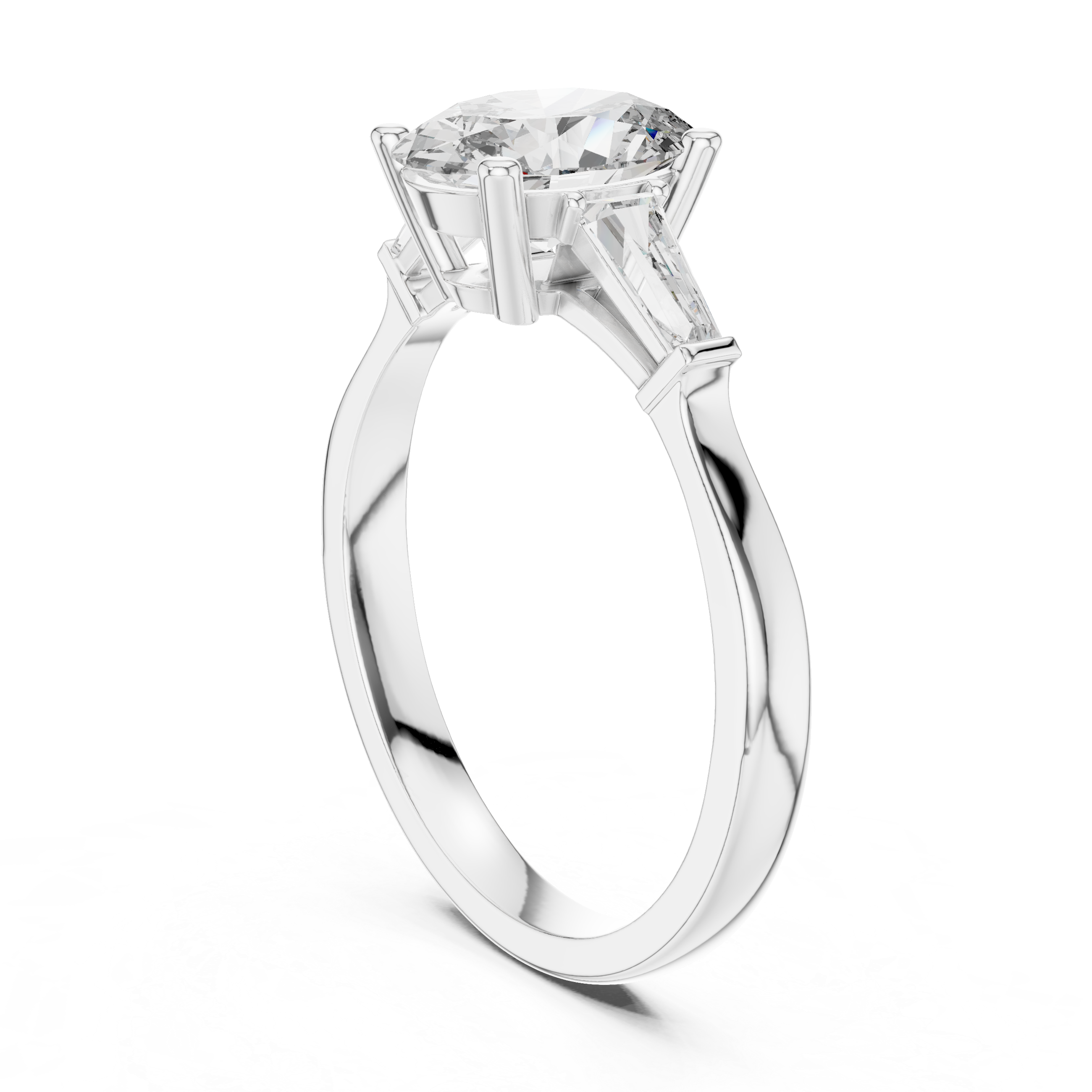 Oval Diamond Engagement Ring with Custom Baguette Side Stones for Women