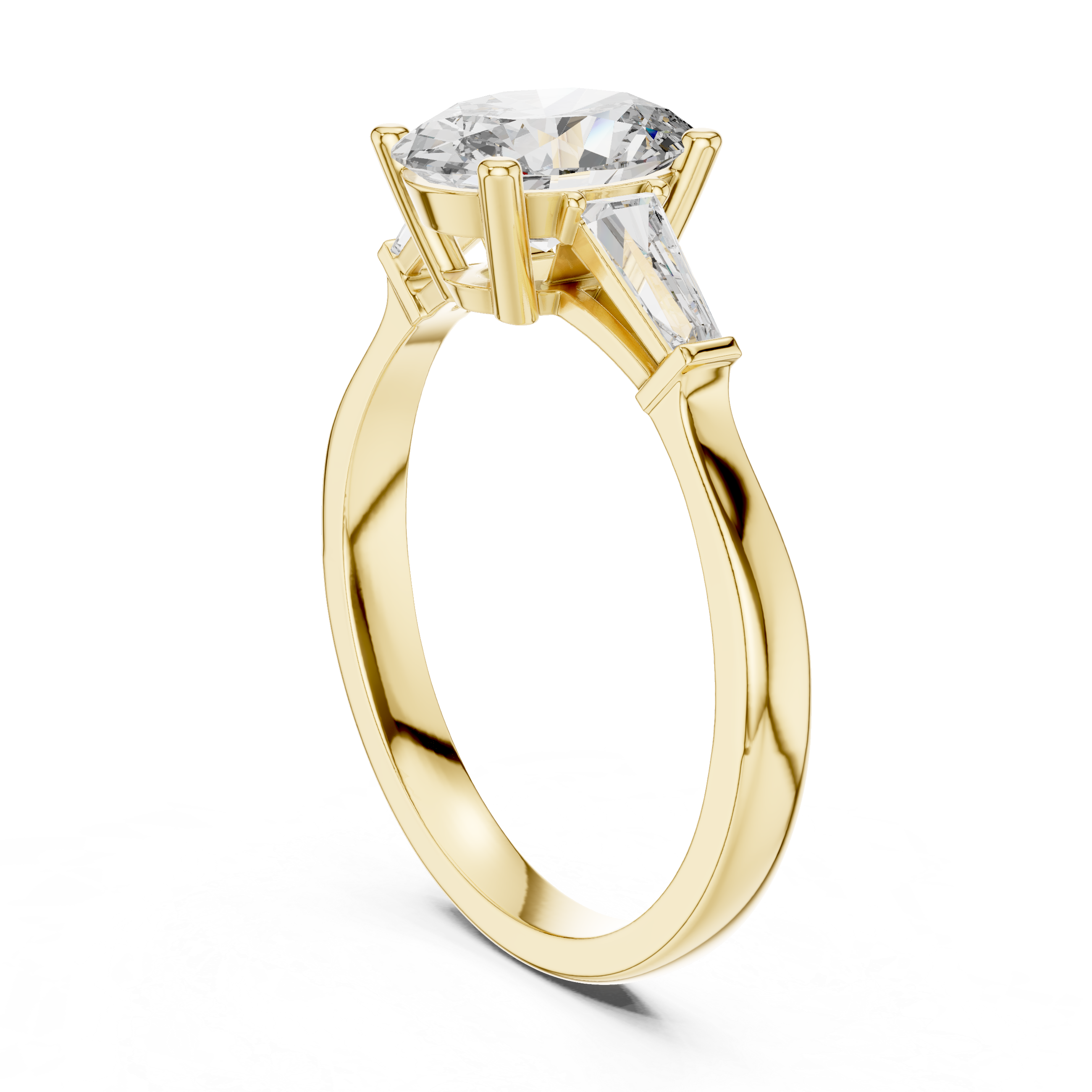 Oval Diamond Engagement Ring with Custom Baguette Side Stones for Women