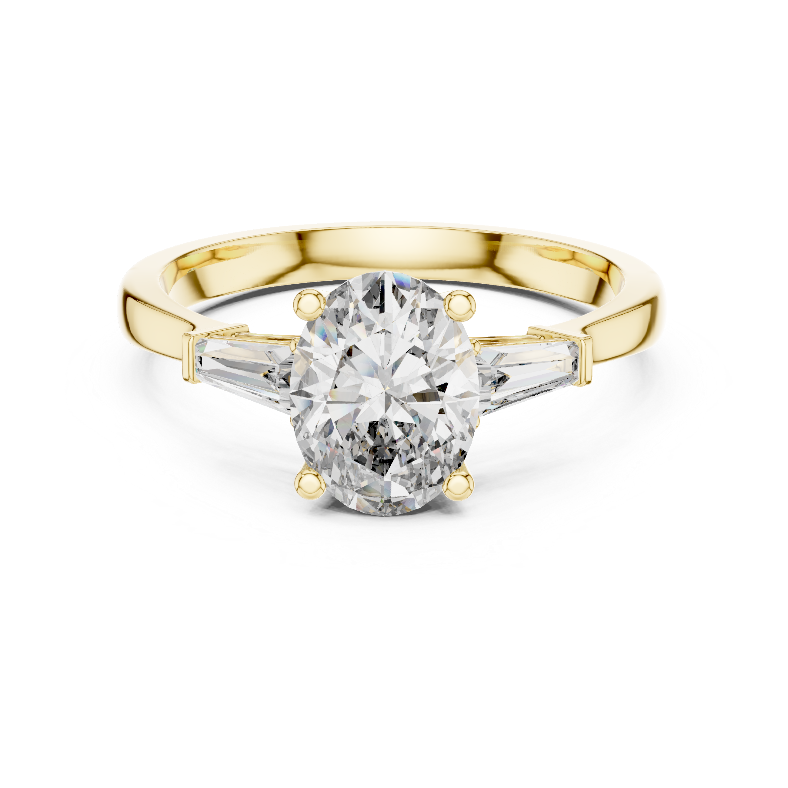 Oval Diamond Engagement Ring with Custom Baguette Side Stones for Women