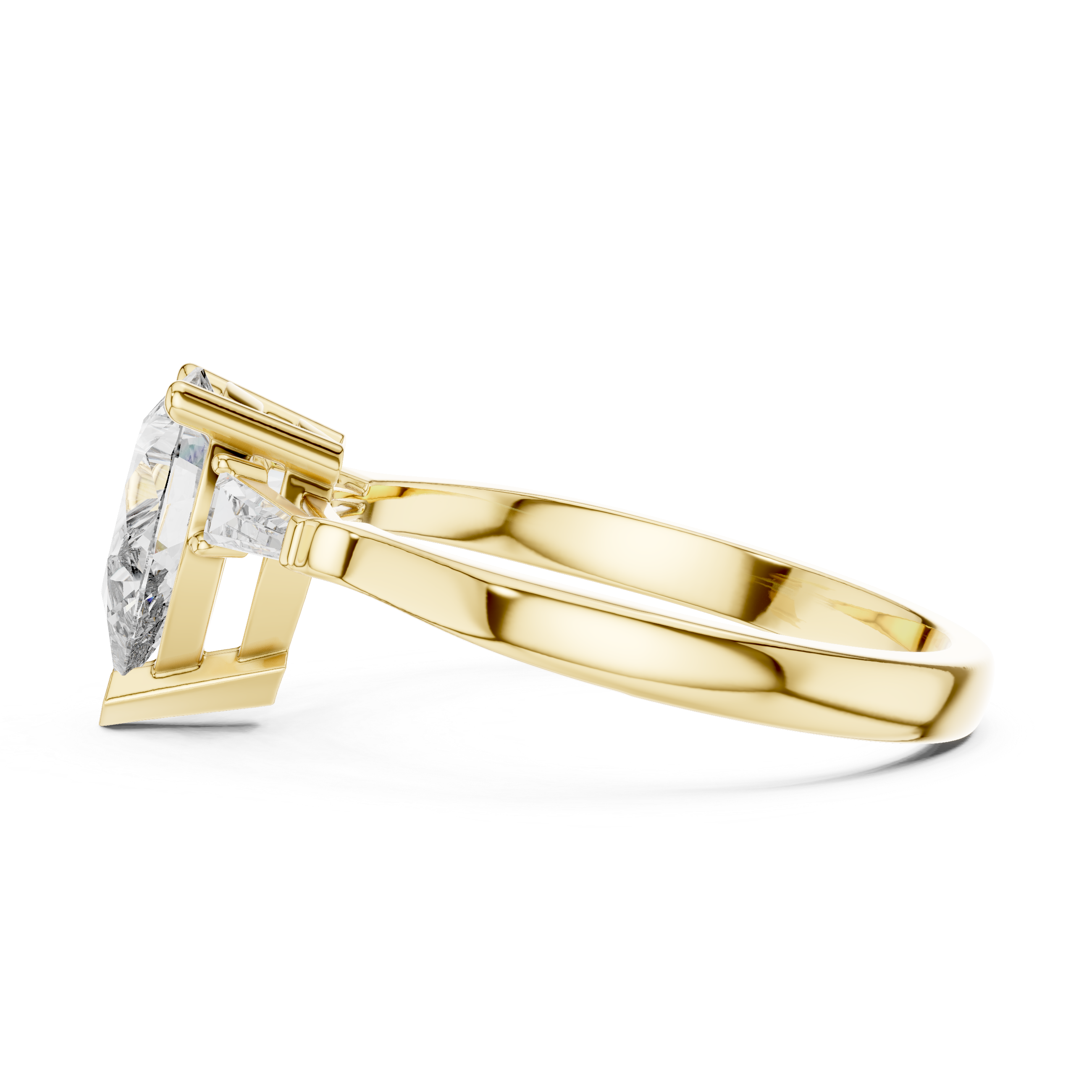 Timeless Pear Diamond Ring with Custom Baguette Side Stones Setting