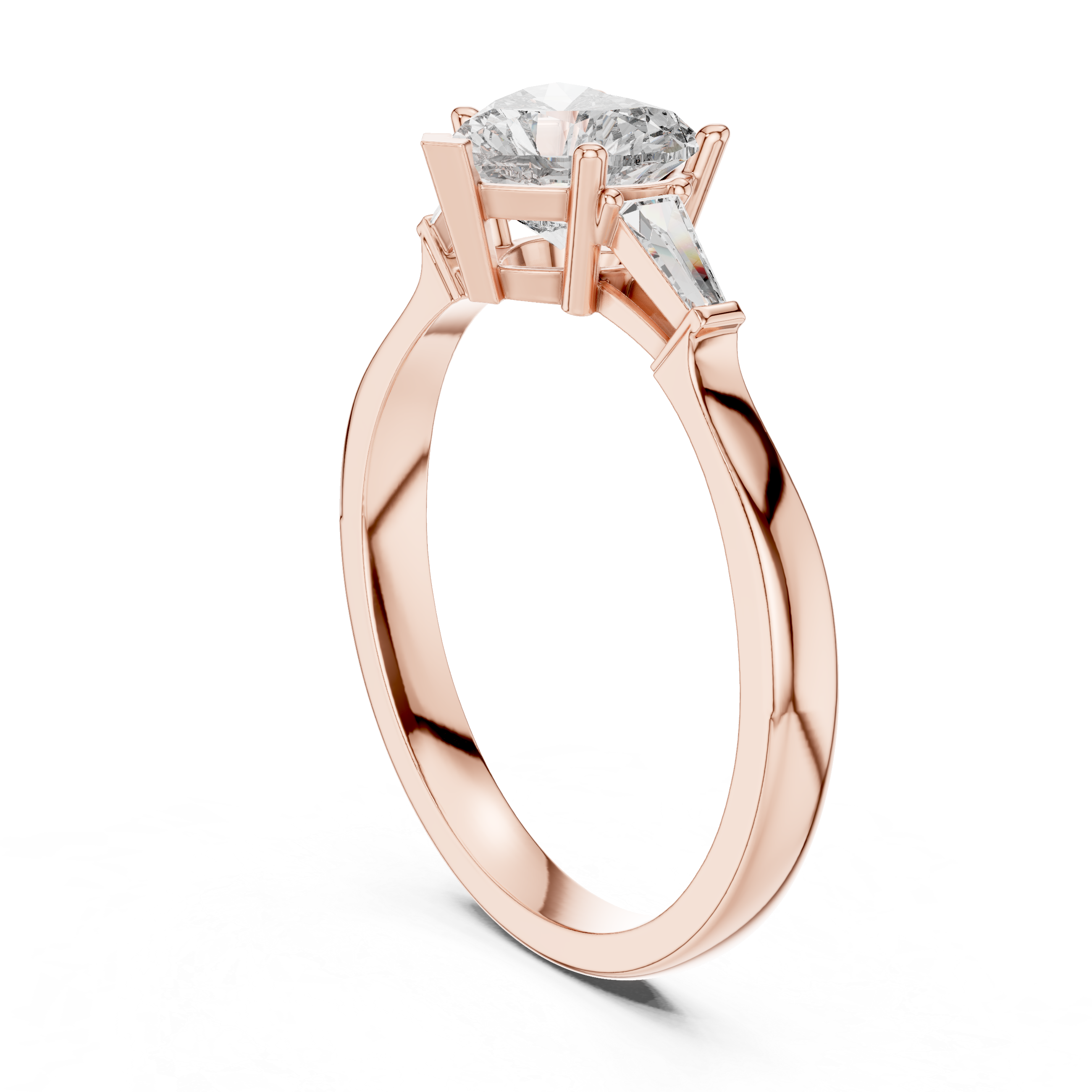 Heart Cut Diamond Three Stone Engagement Ring in White Gold