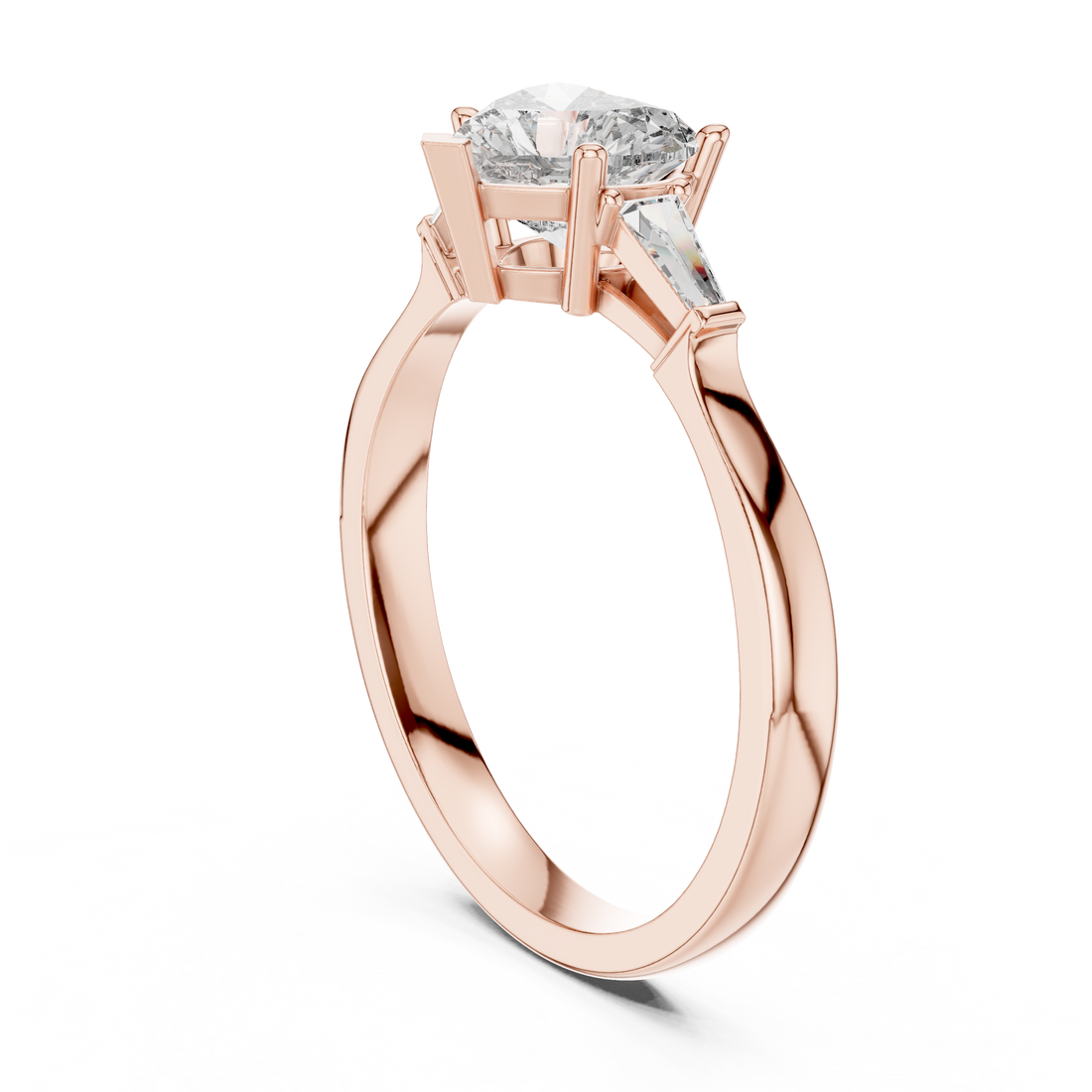 Heart Cut Diamond Three Stone Engagement Ring in White Gold